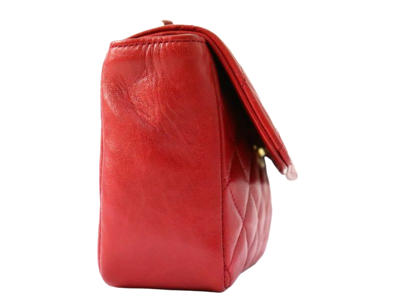 Chanel Red Matelasse Leather Clutch on Chain Chanel