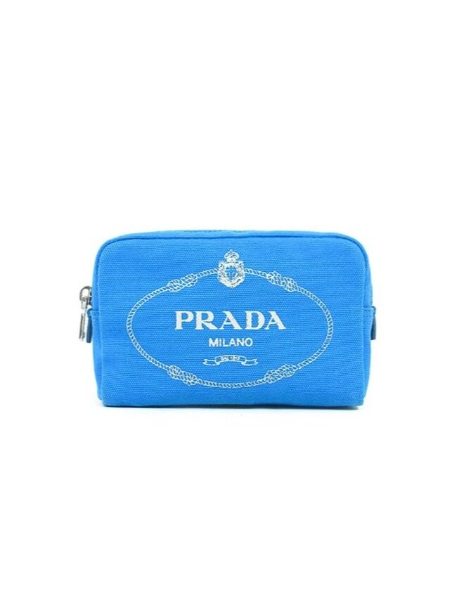 Vintage Bag | PRADA Canapa Mini Canvas Convertible Beach Tote Satchel Bag  Purse Boho Bohemian Blue Gold