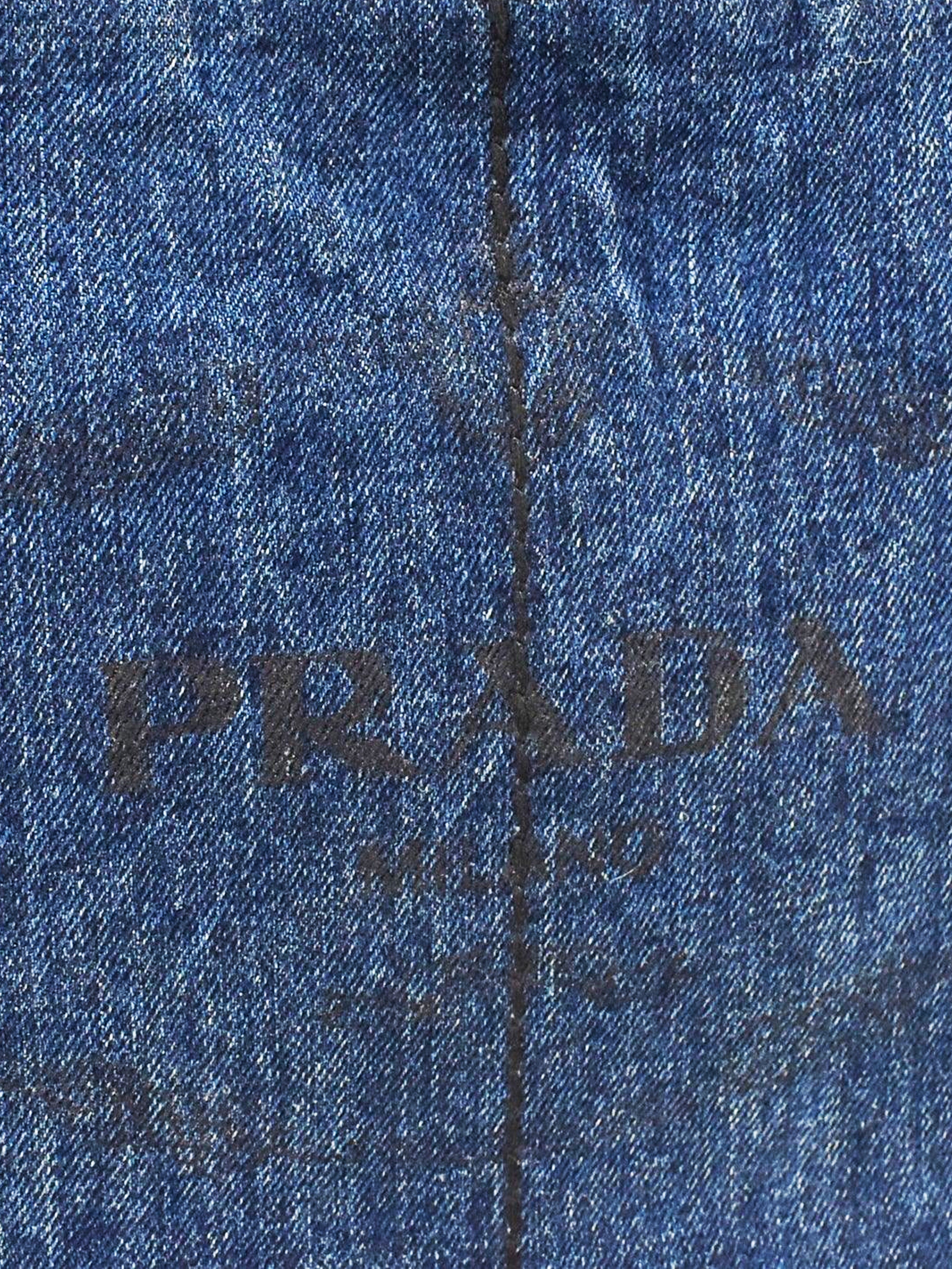 PRADA Denim Small Canapa Logo Tote Peonia 1301073