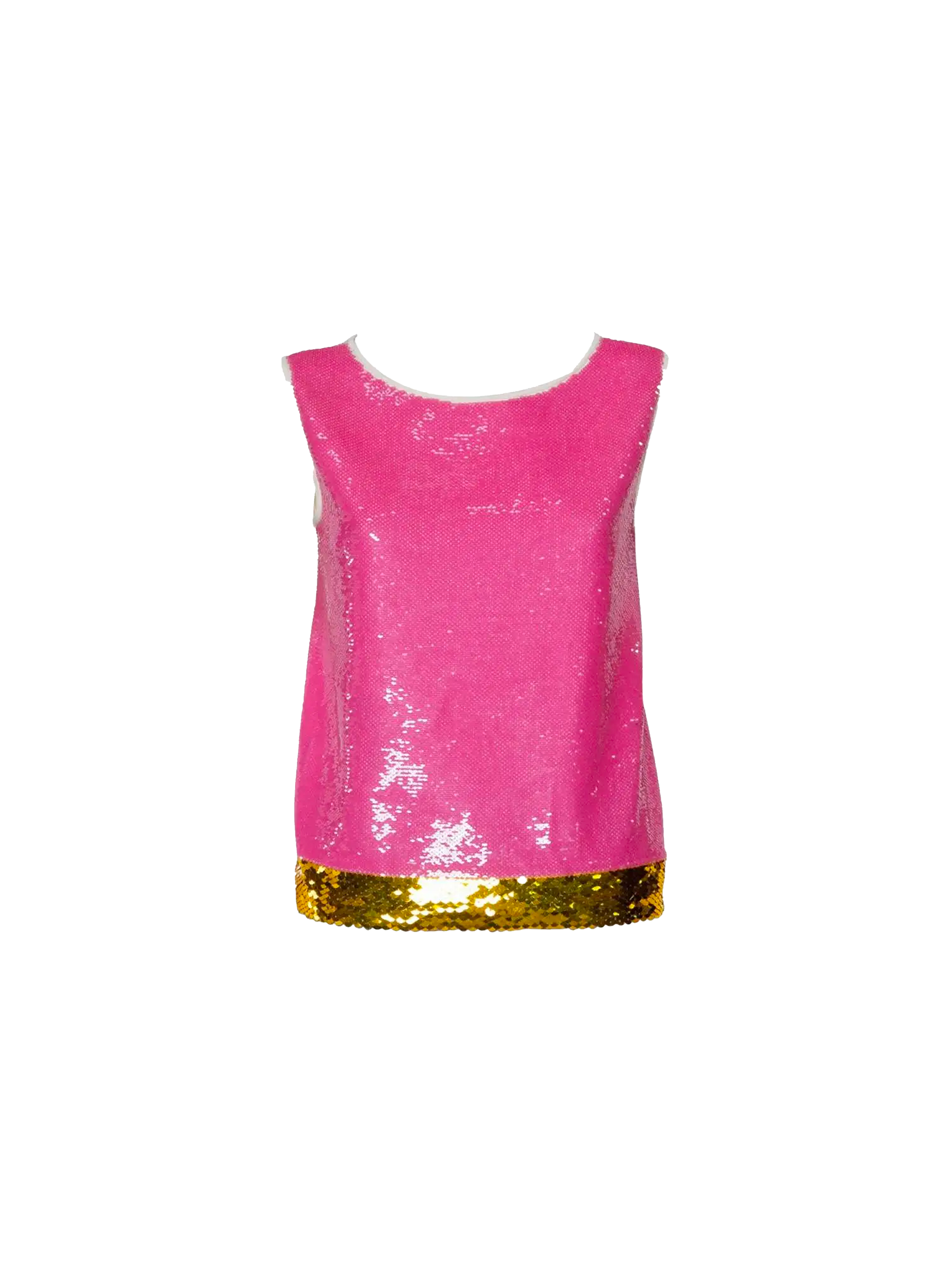 Prada 2010s Pink Sequin Top with Gold Hem
