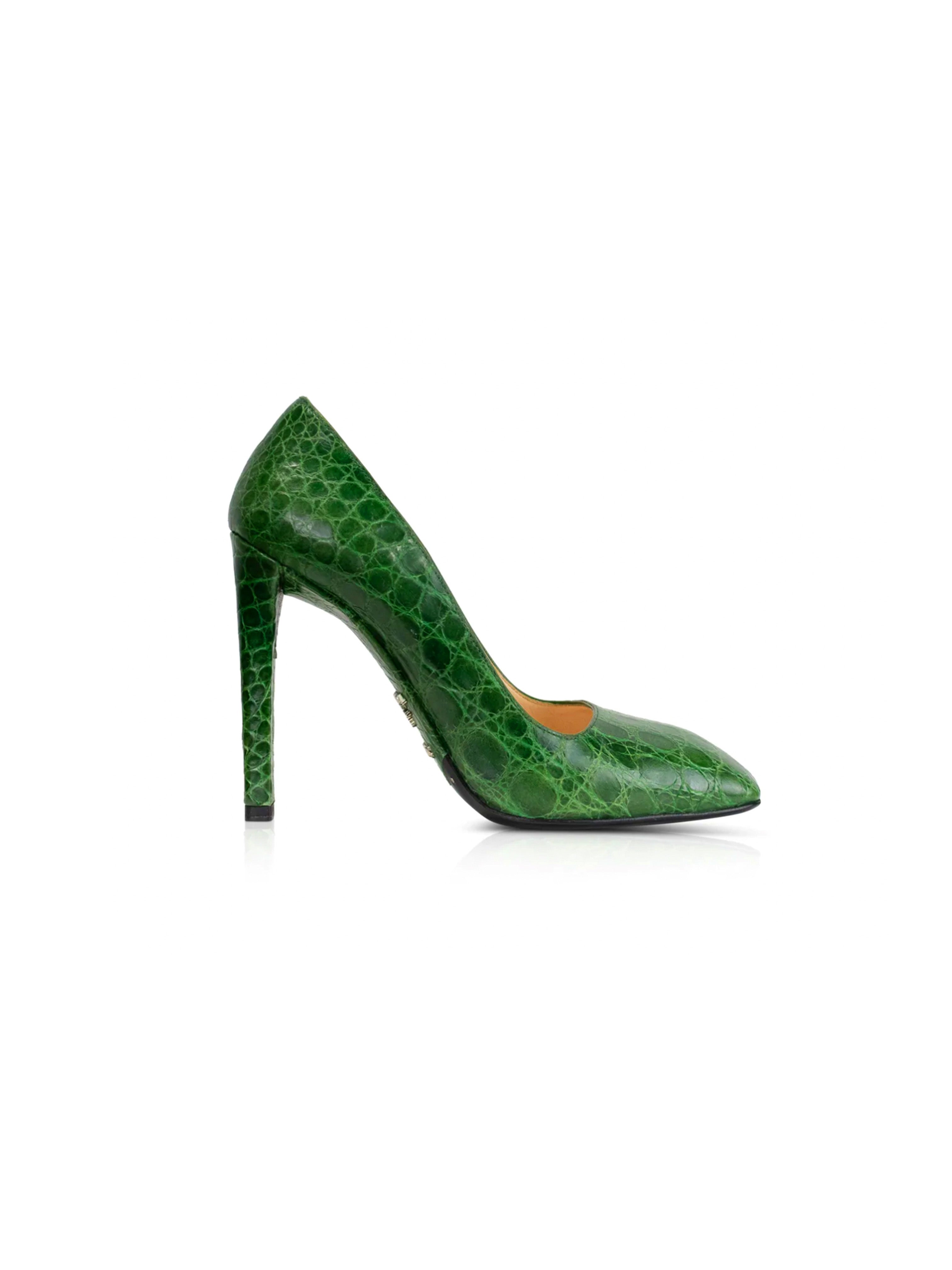 Prada 2010s Green Custom Croc Heels · INTO
