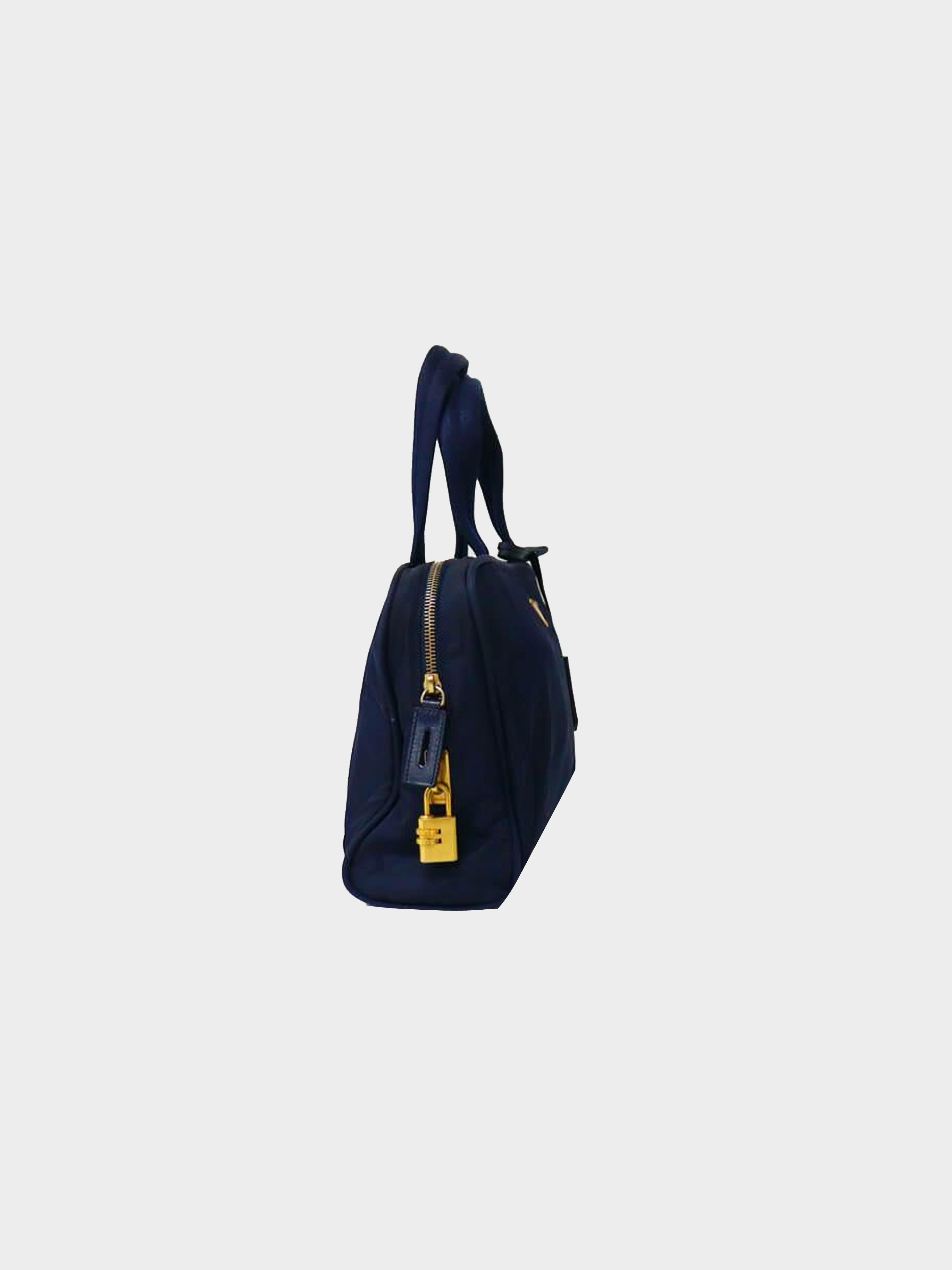 Prada 2000s Navy Blue Nylon Tote Bag