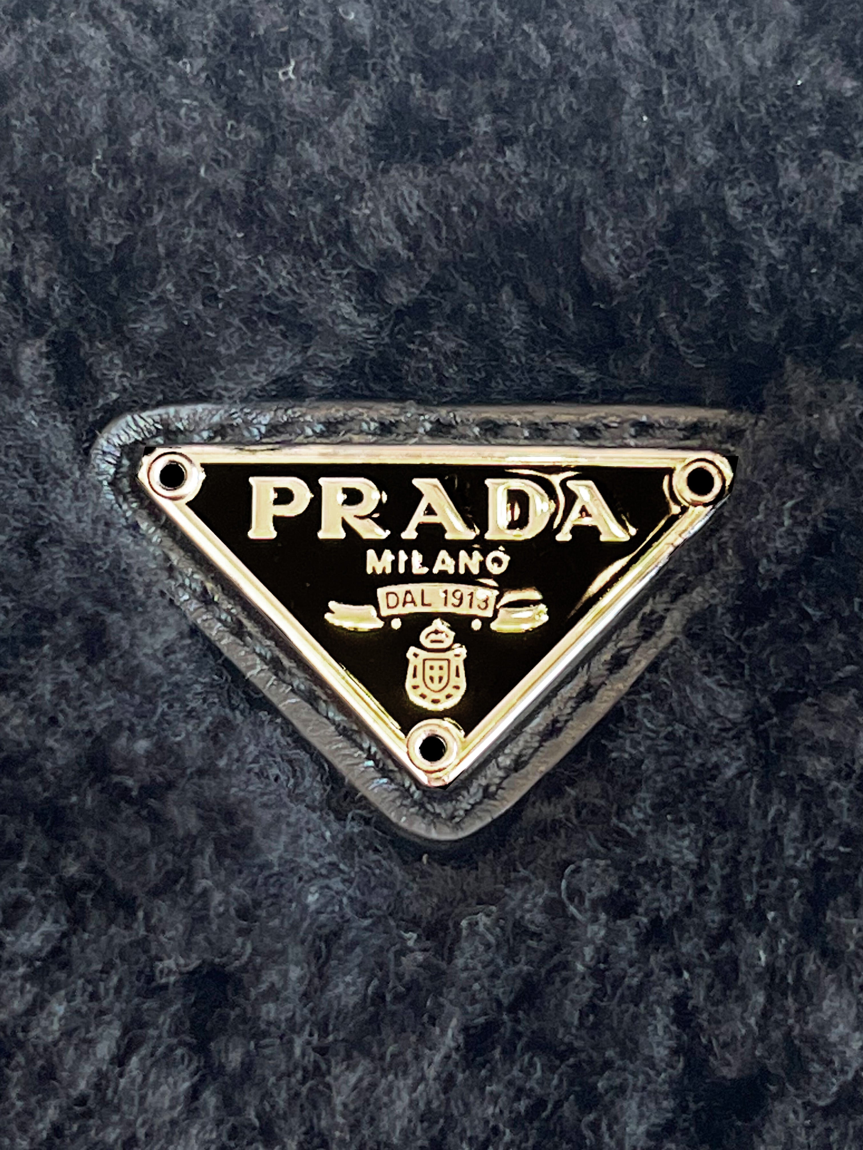 PRADA Shearling Mini Re-Edition 2000 Bag Petalo Black 1241863