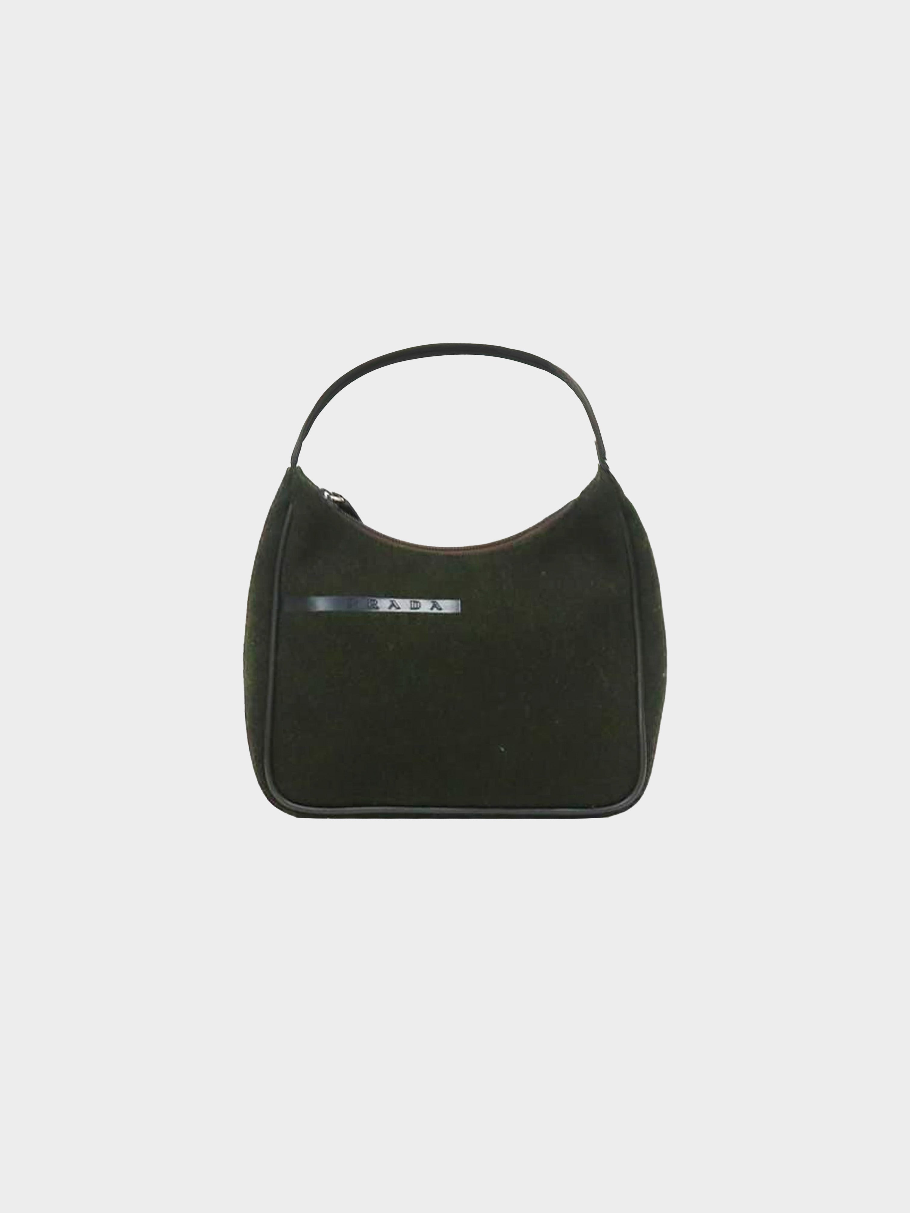 Prada 1990s Sport Olive Wool Shoulder Bag · INTO