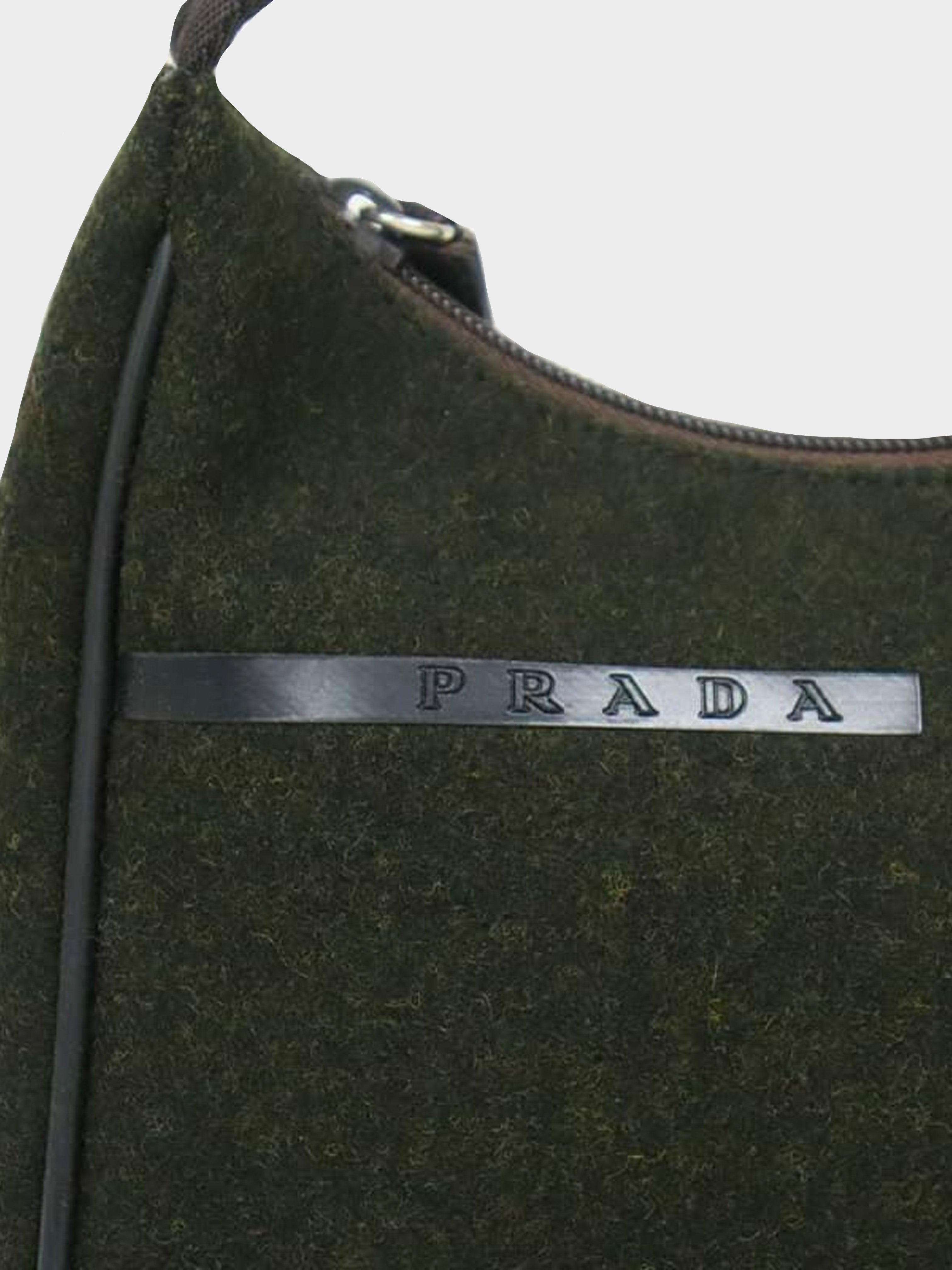 Prada 1990s Sport Olive Wool Shoulder Bag · INTO