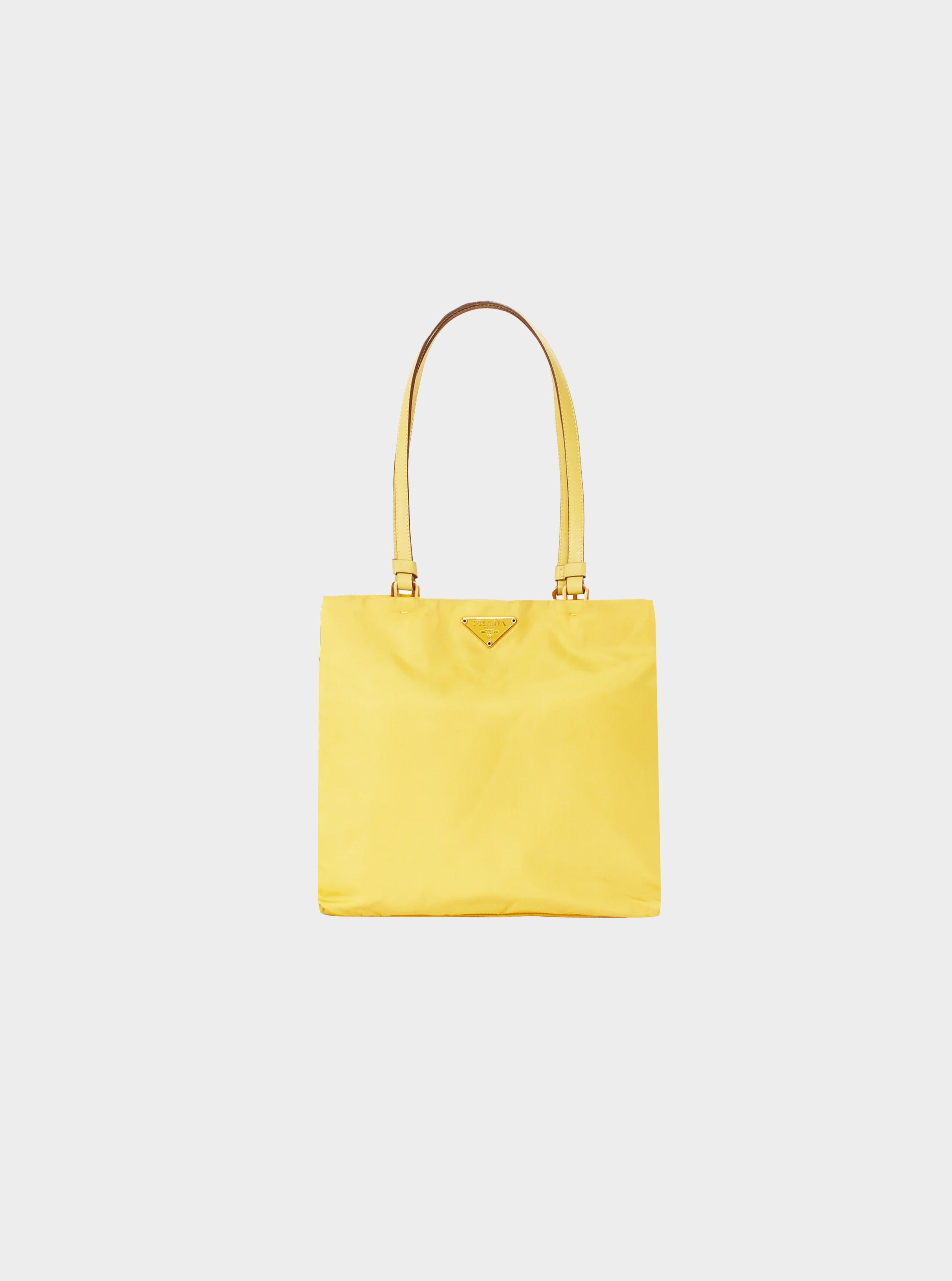 Prada 2000s Yellow Nylon Vanity Zip Bag · INTO