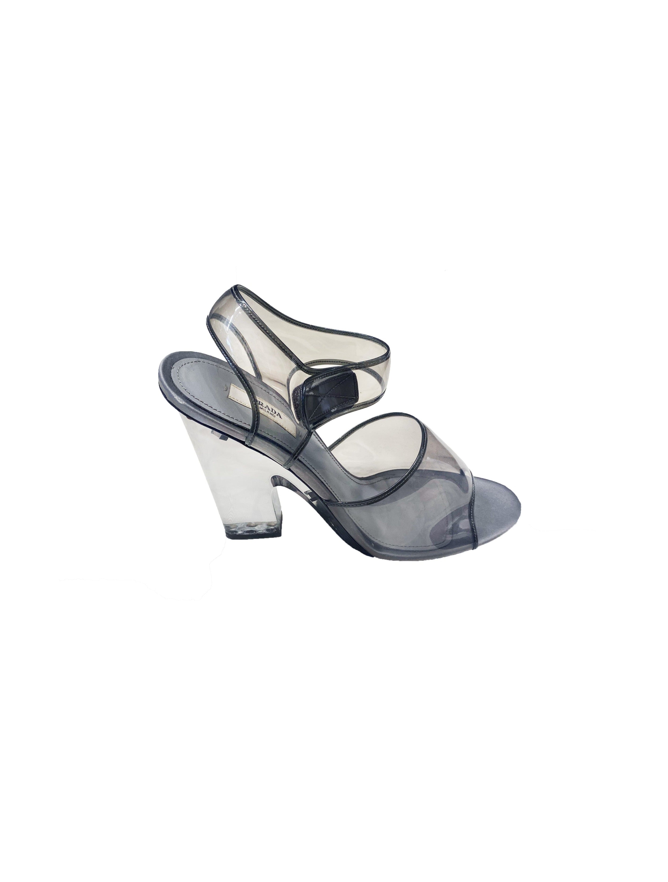 Prada SS 2010 Silver Acrylic Clear Heels