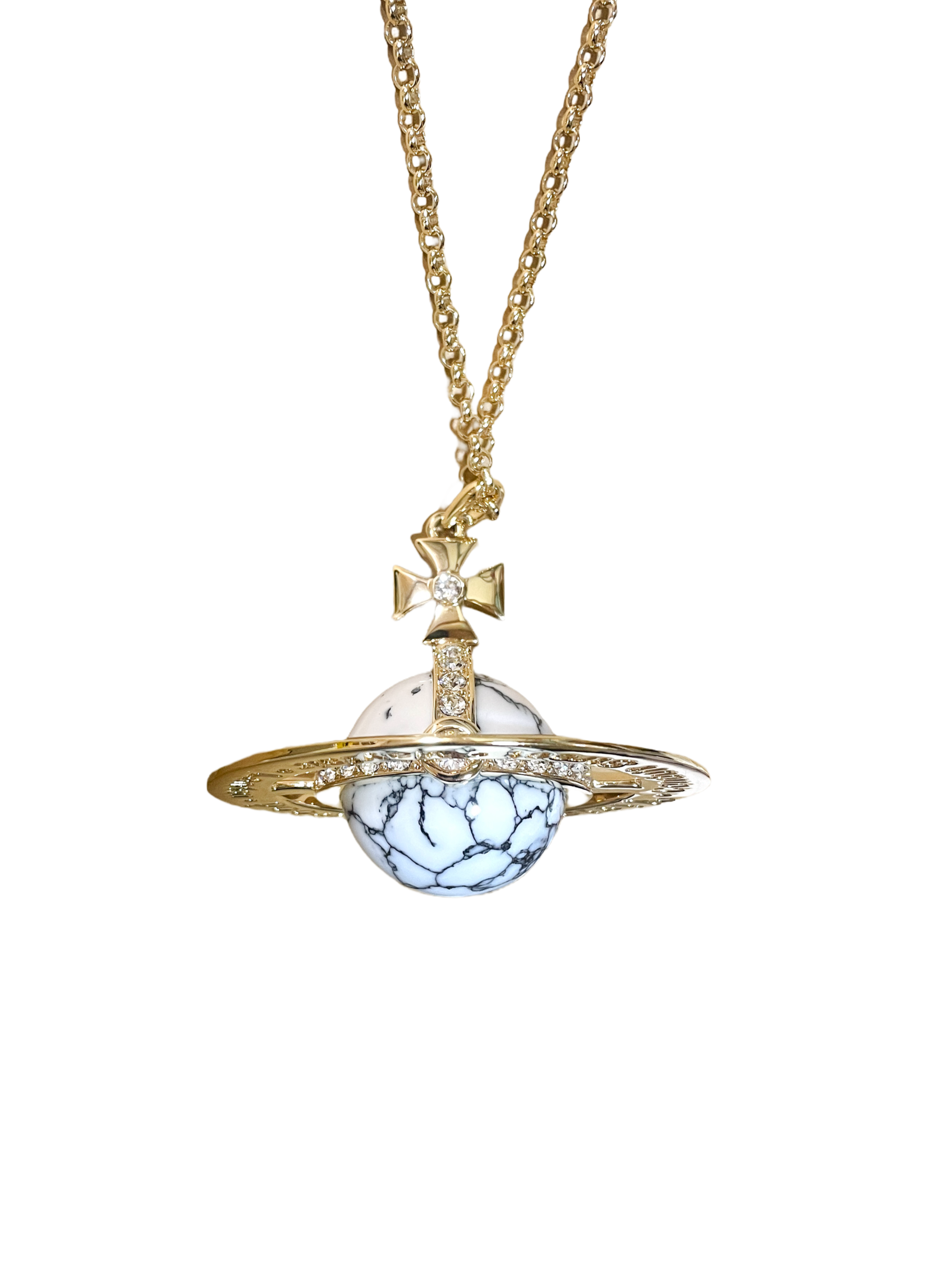 Vivienne Westwood 2010s XL Gold Marble Orb Necklace · INTO