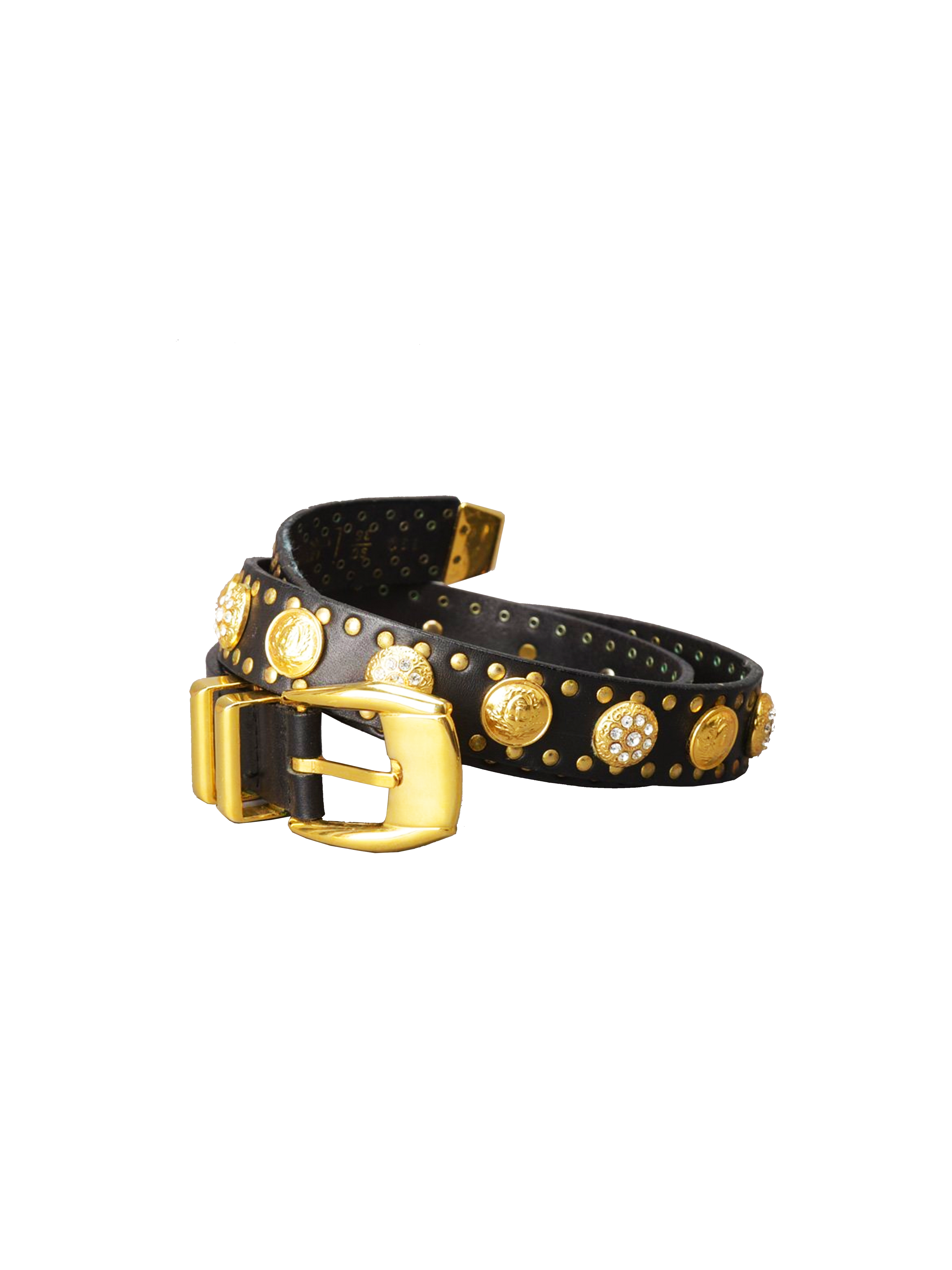 Versace Black/Gold Square Medusa Belt - Accessories from
