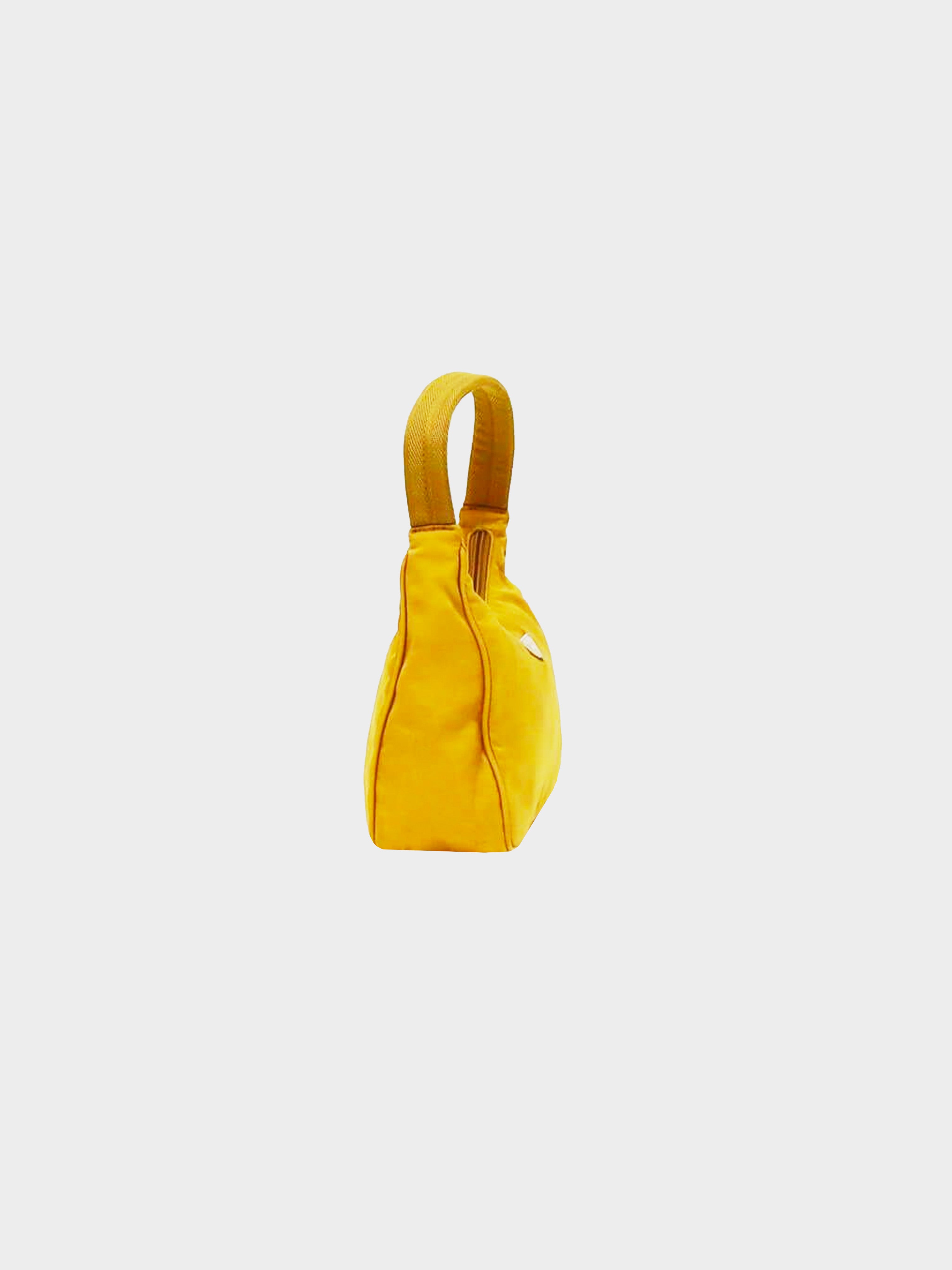 Prada 2000s Mustard Yellow Nylon Shoulder Bag · INTO