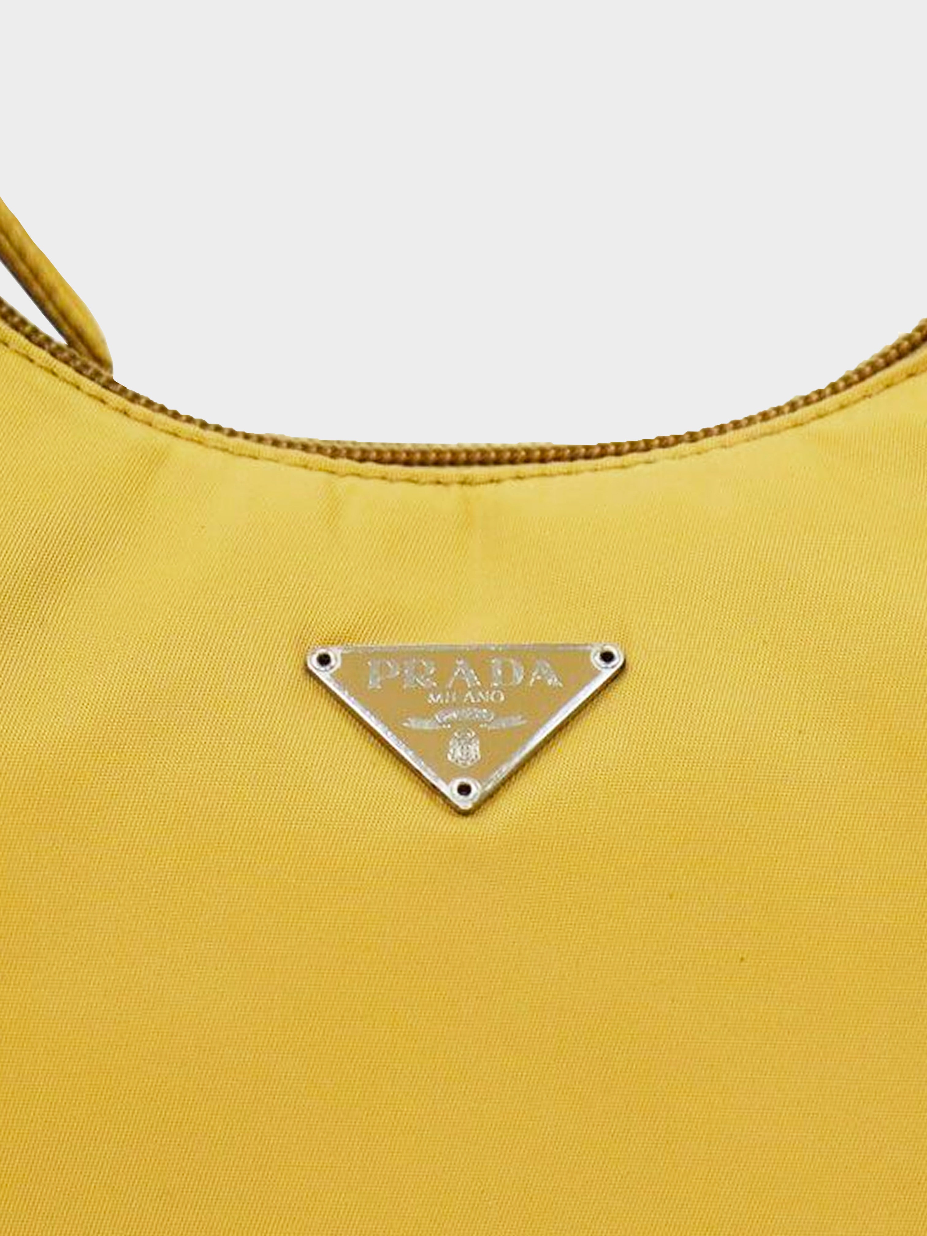 Prada 2000s Mustard Yellow Nylon Shoulder Bag · INTO