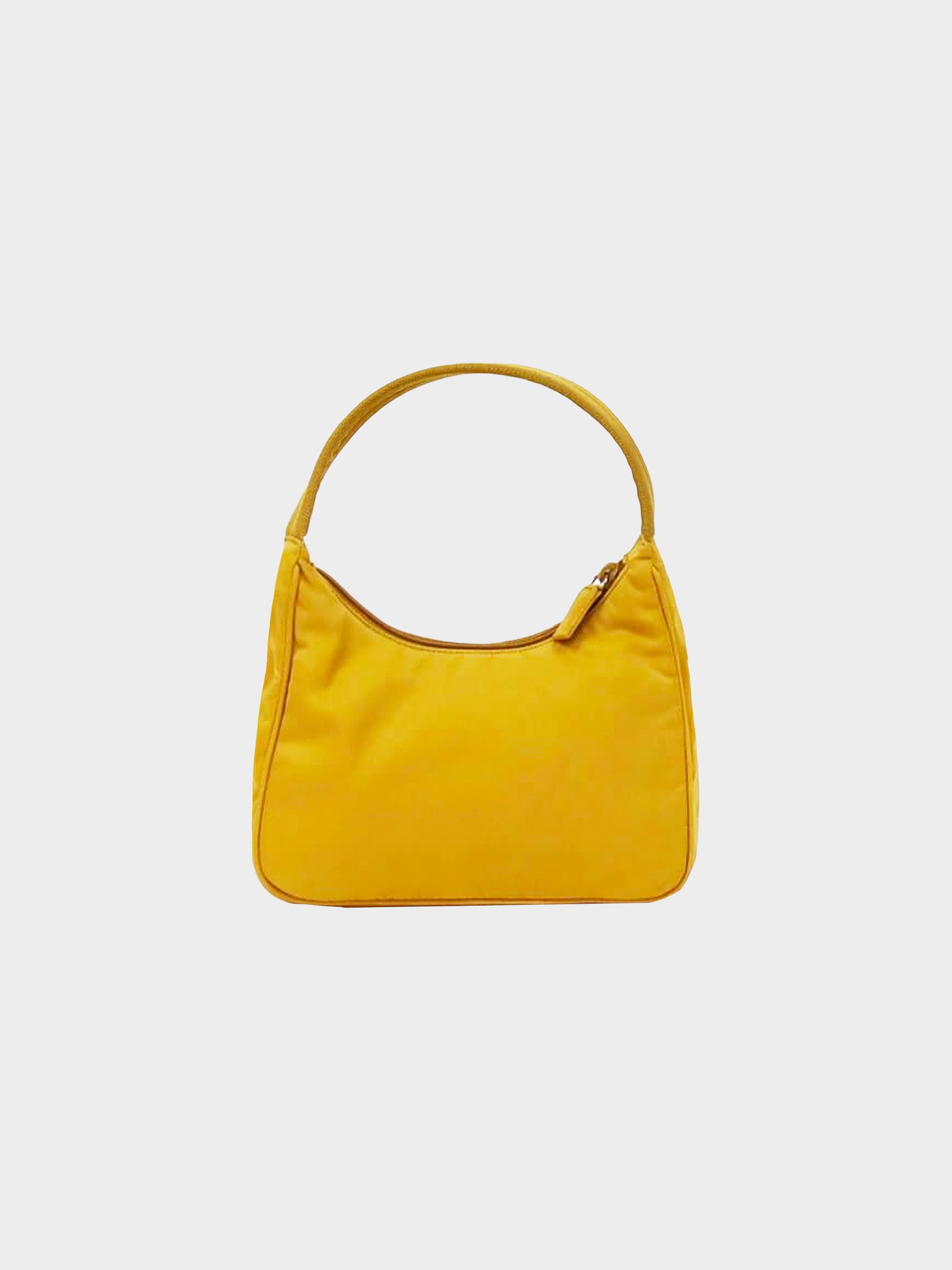 Prada 2000s Mustard Yellow Nylon Shoulder Bag · INTO