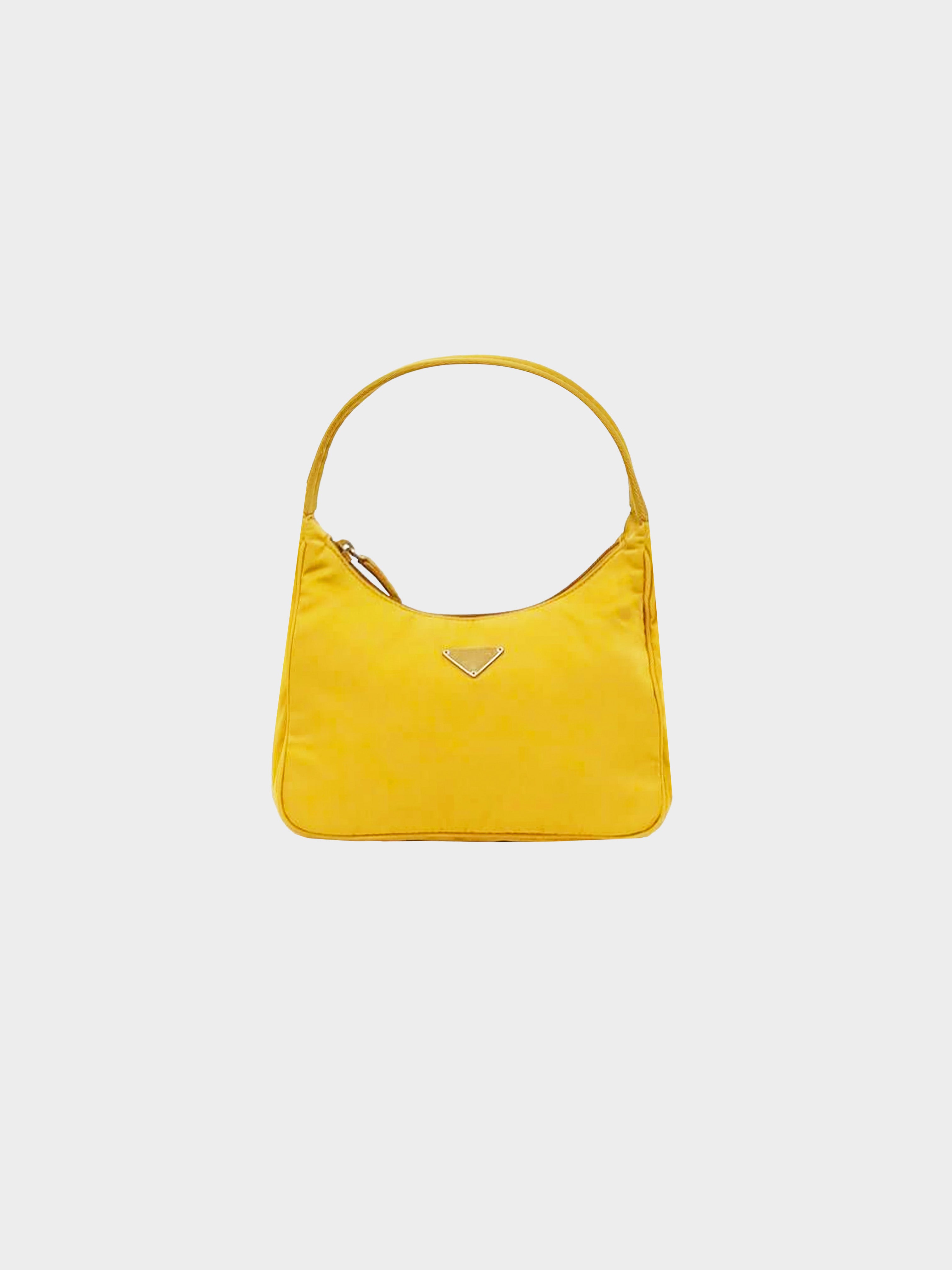 Prada Mini Hobo Bag Yellow Nylon Shoulder Bag 