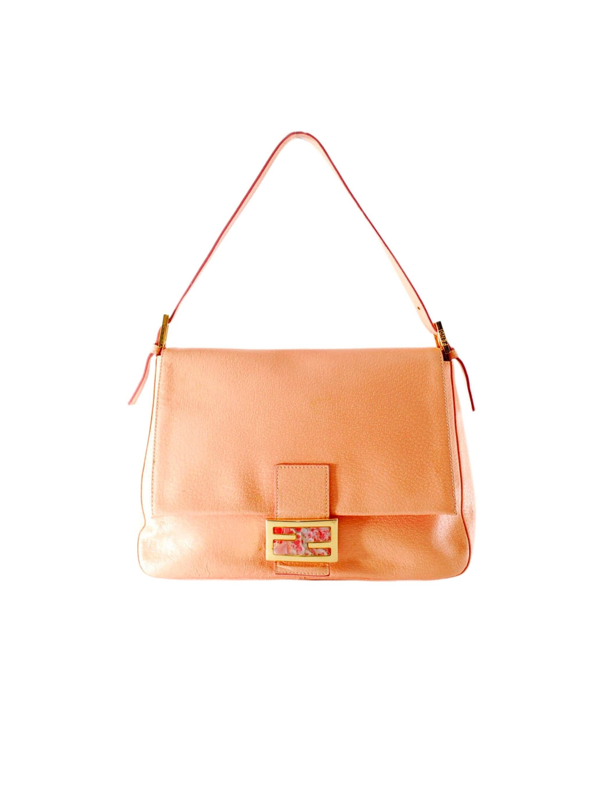 Fendi Peach Sequins Baguette Shoulder Bag