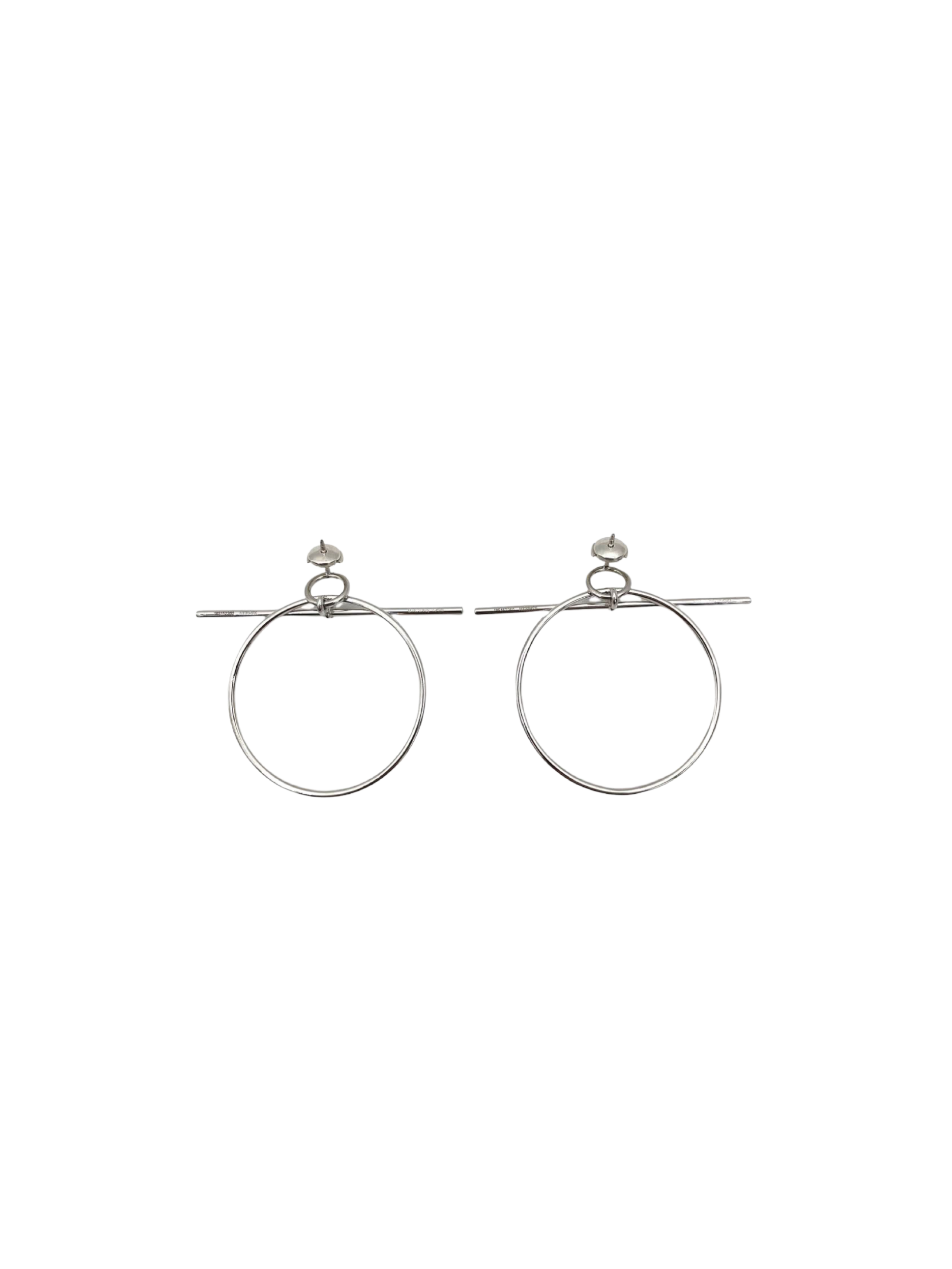 Hermès 2010s Sterling Silver T Hoop Earrings