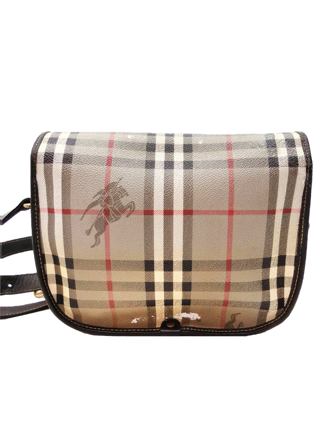 Burberry 2000s Plaid Black and Gray Shoulder Leather Bag · INTO