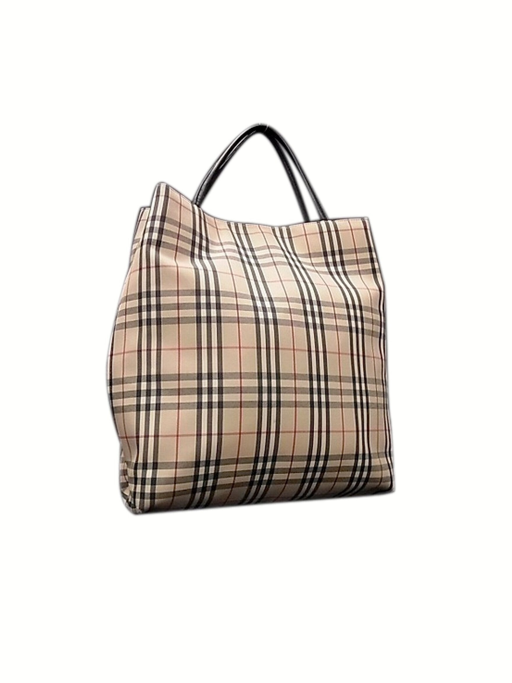 BURBERRY Nova Check Tote Bag Hand Bag PVC/Leather Beige
