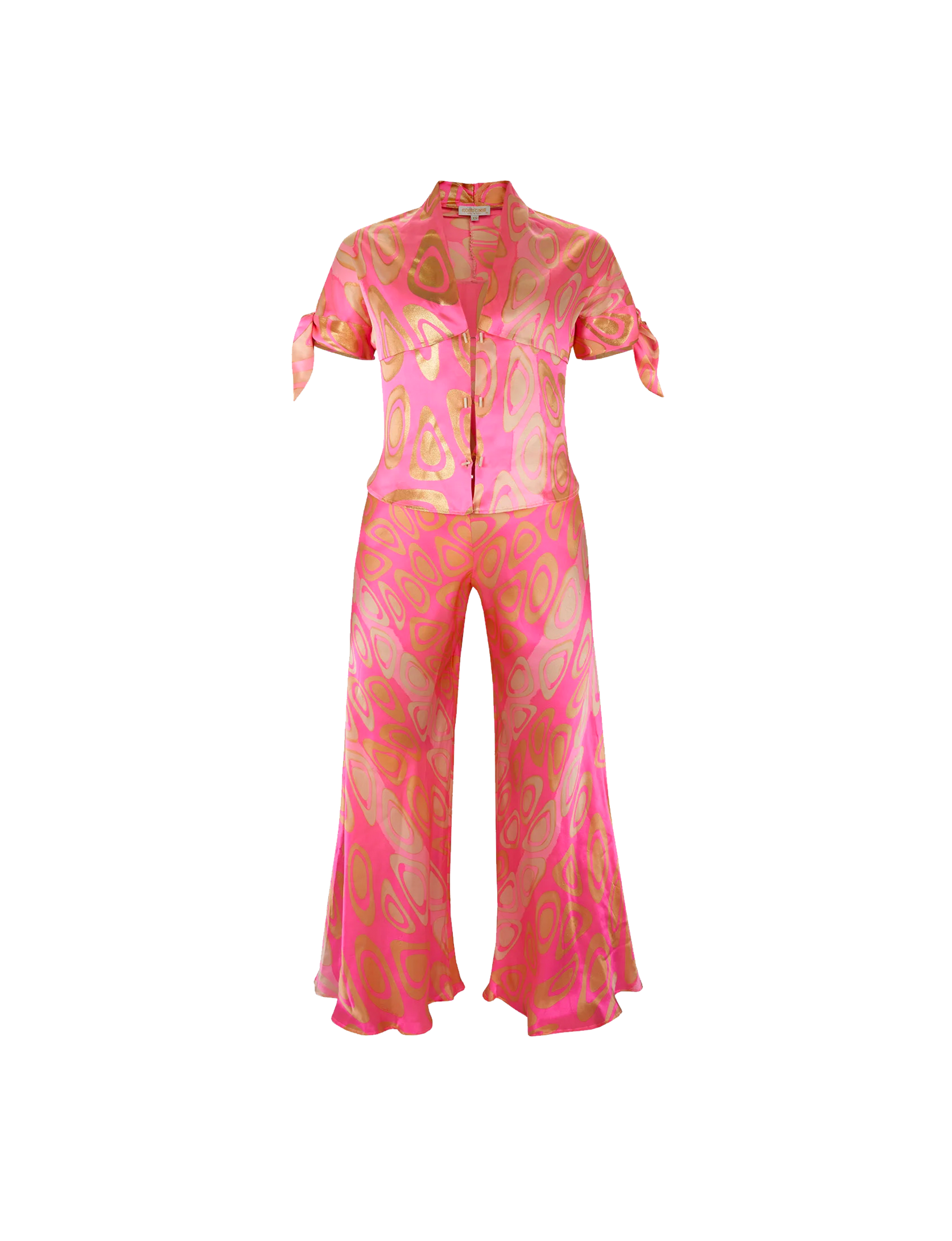 Roberto Cavalli Spring 2001 Pink and Gold Silk Set