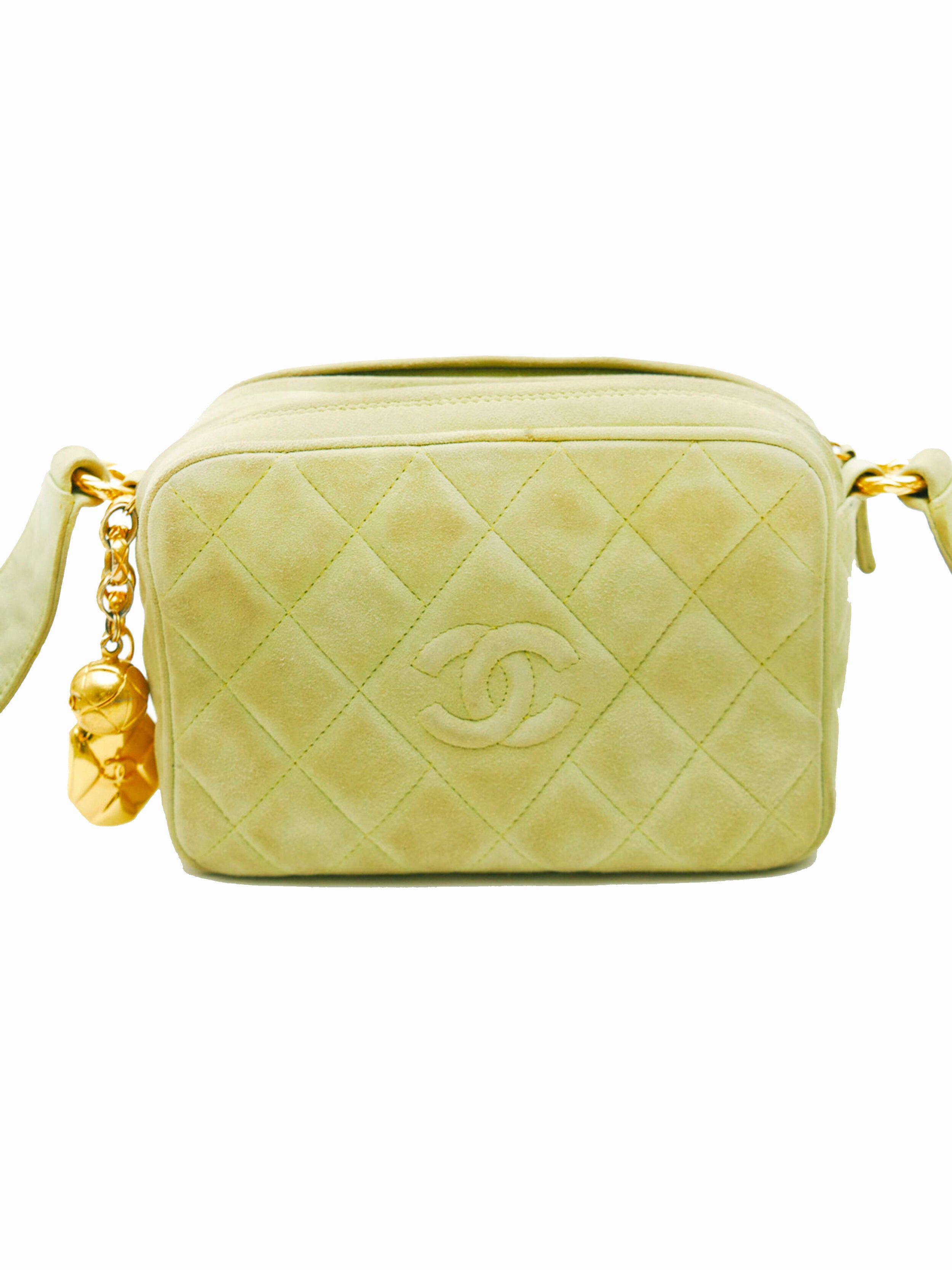 Chanel Suede Green Camera Shoulder Bag