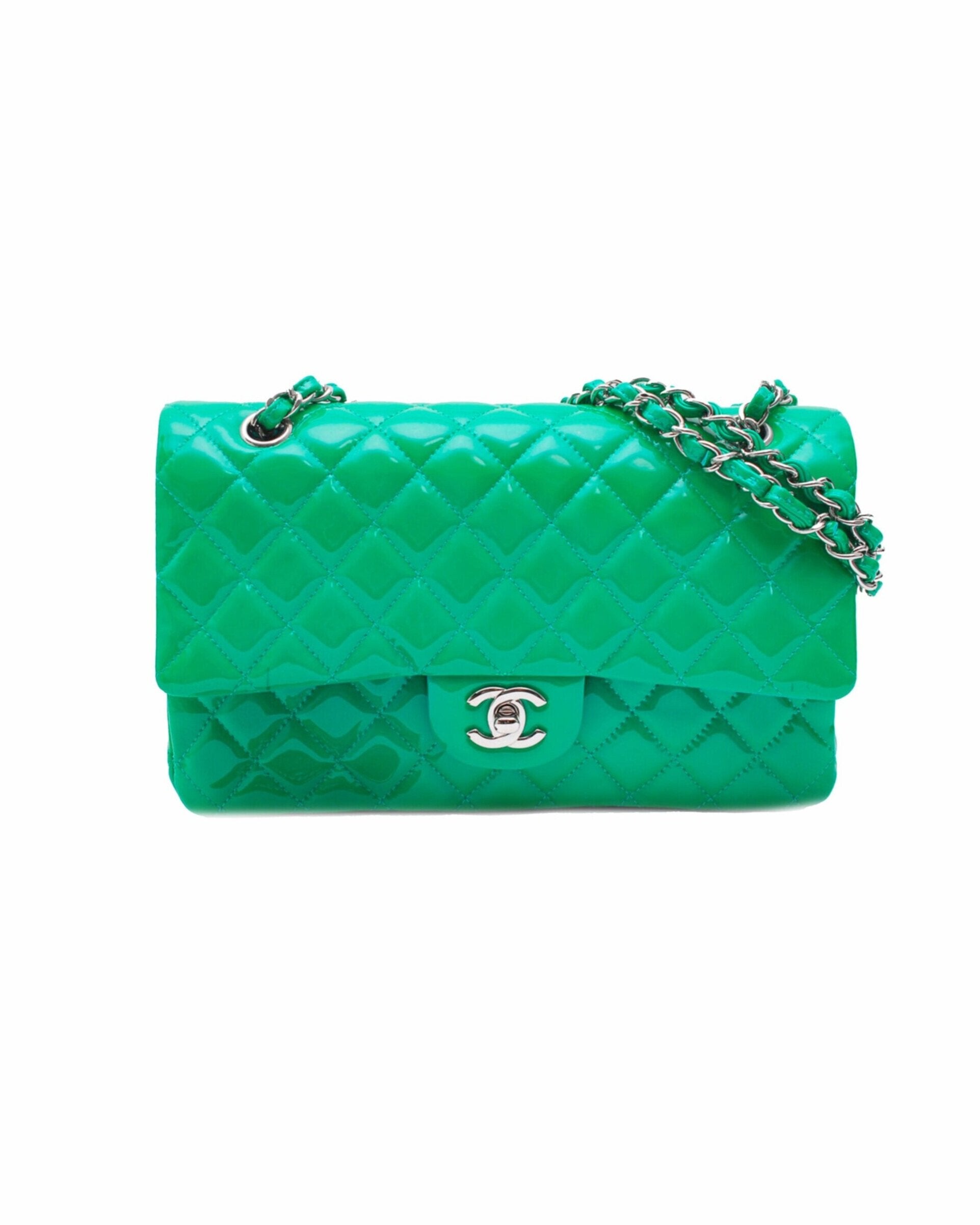 Chanel 2012 Patent Leather Green Flap Bag · INTO