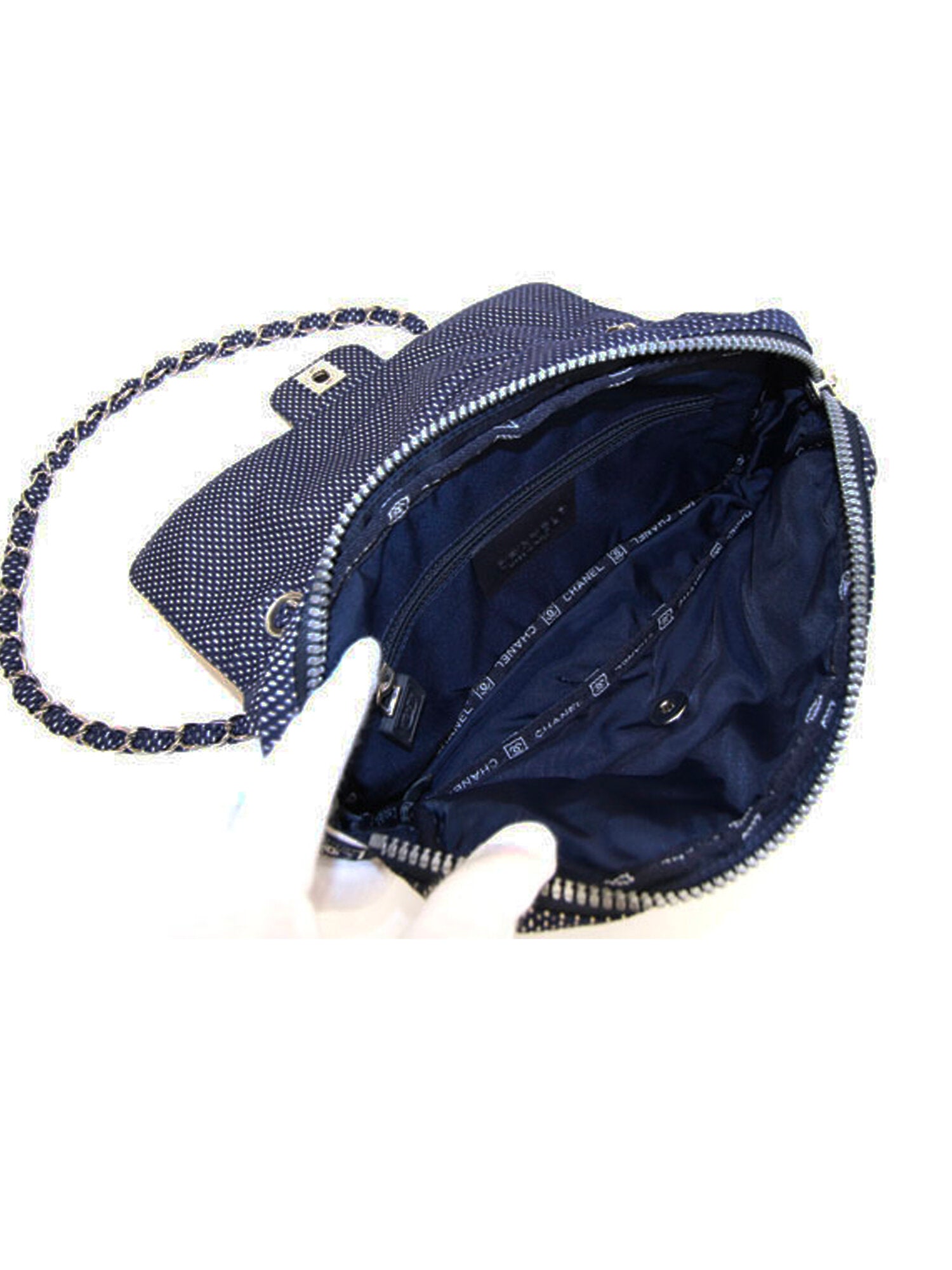 Chanel 2000s Navy Mesh Sports Flap Bag