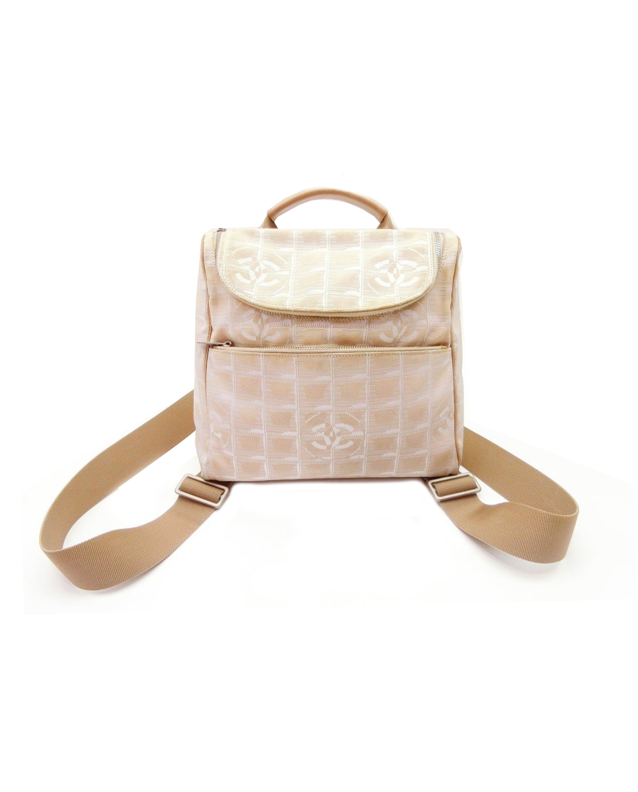 CHANEL Nylon Travel Backpack Beige 1211375