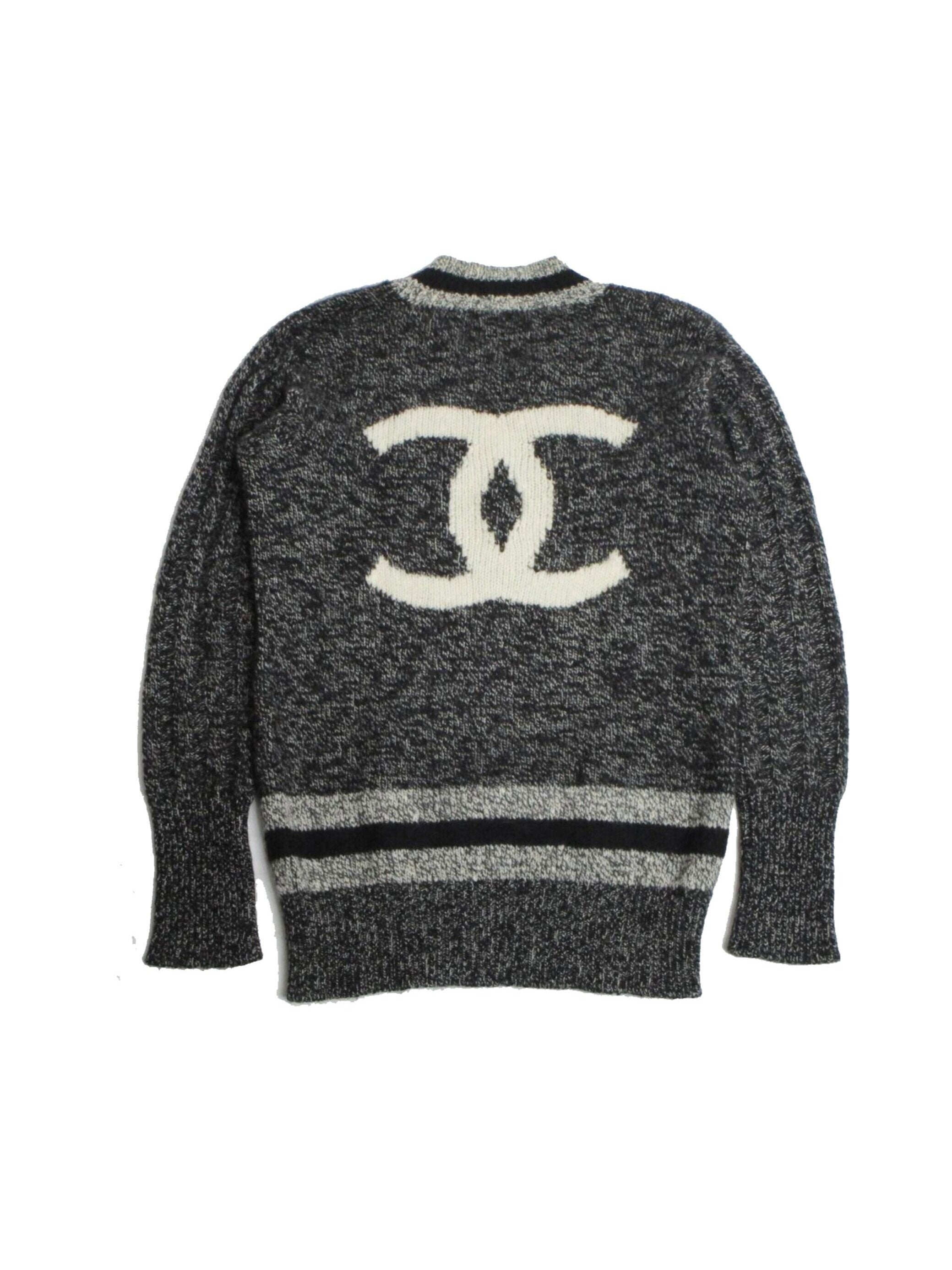 Chanel 1990s Rare Gray Wool CC Sweater INTO