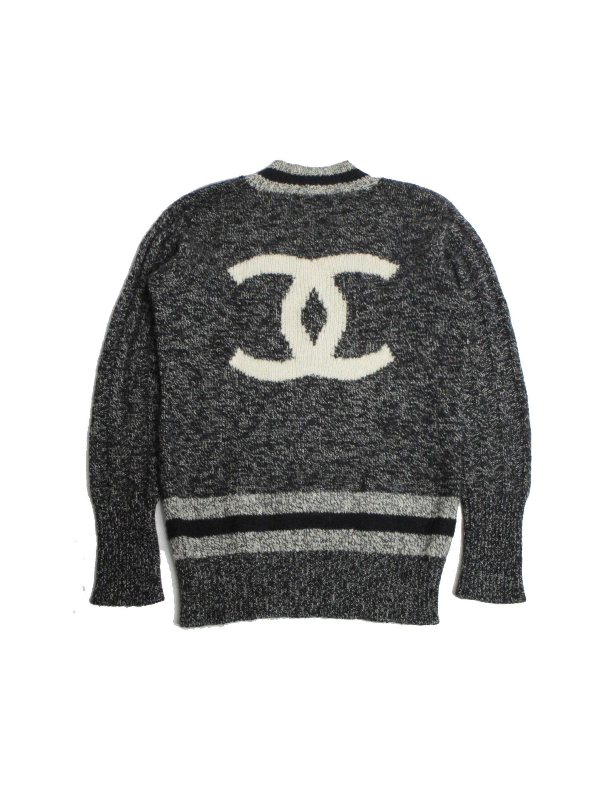 Chanel 1990s Rare Gray Wool CC Sweater