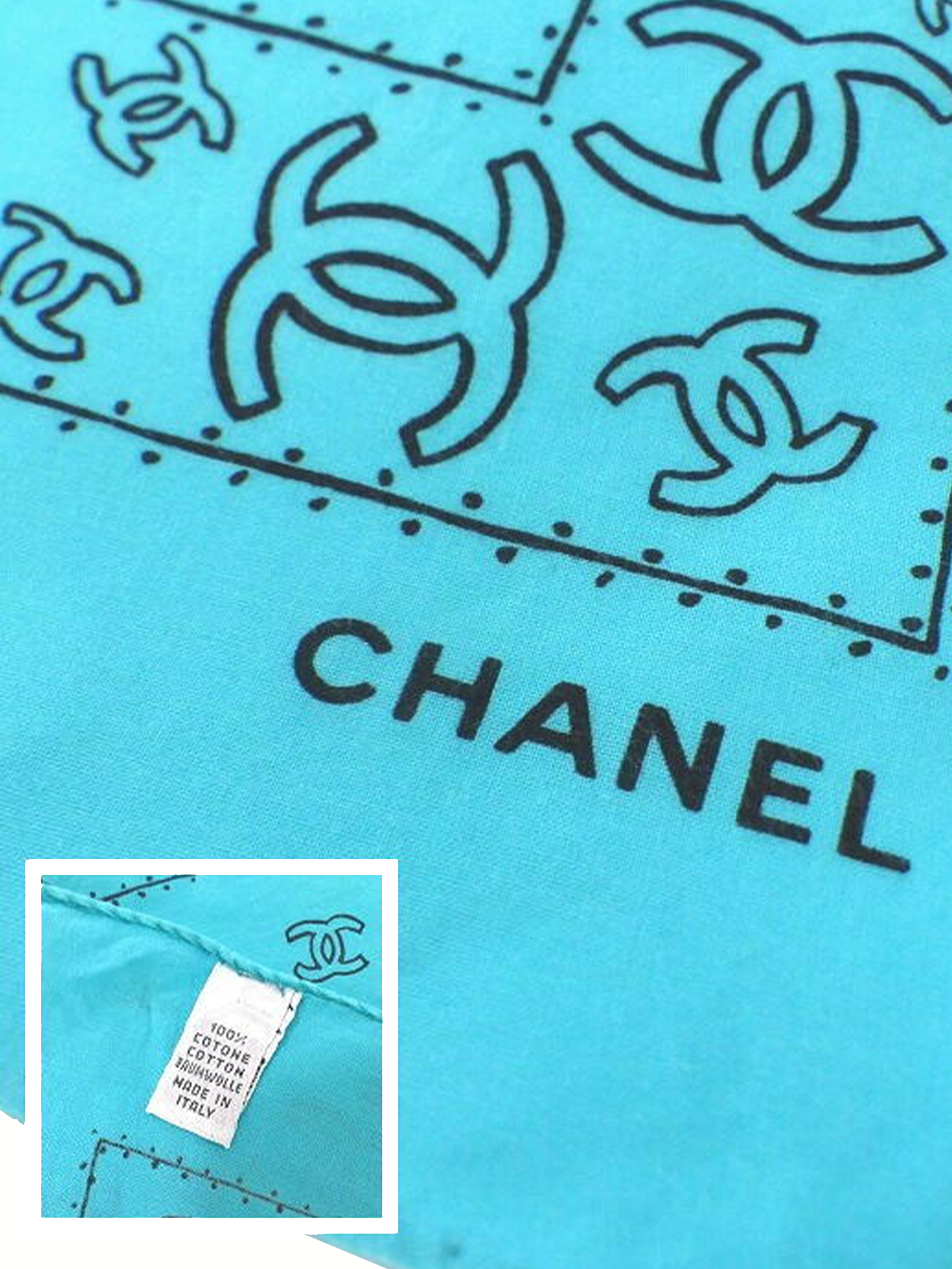 Chanel 2000s Blue Bandana Rare CC Scarf · INTO