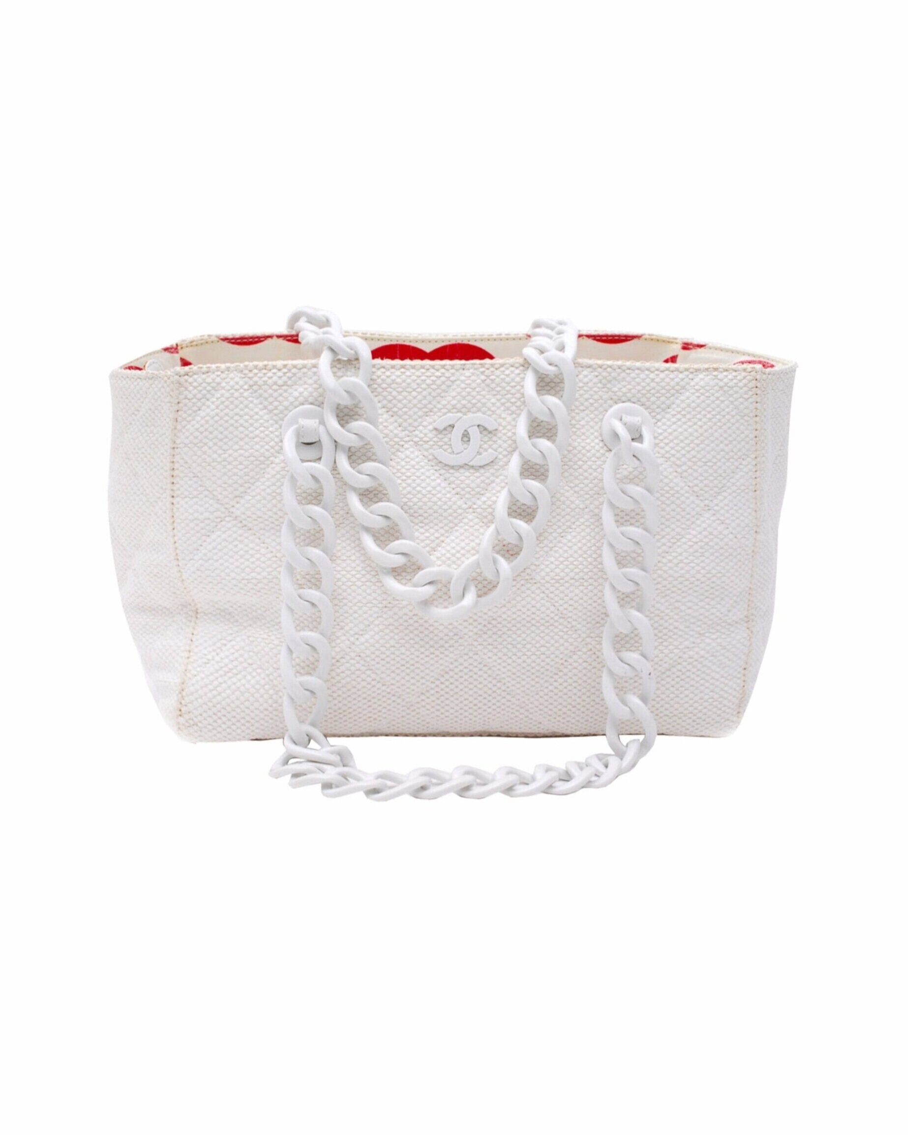 Handbag,Coco Chanel,off White,white ,plastic chain for Sale in Des