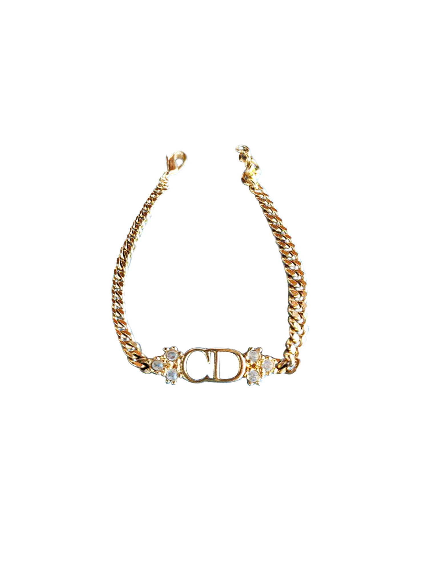 Christian Dior 2000s Gold CD Floral Bracelet
