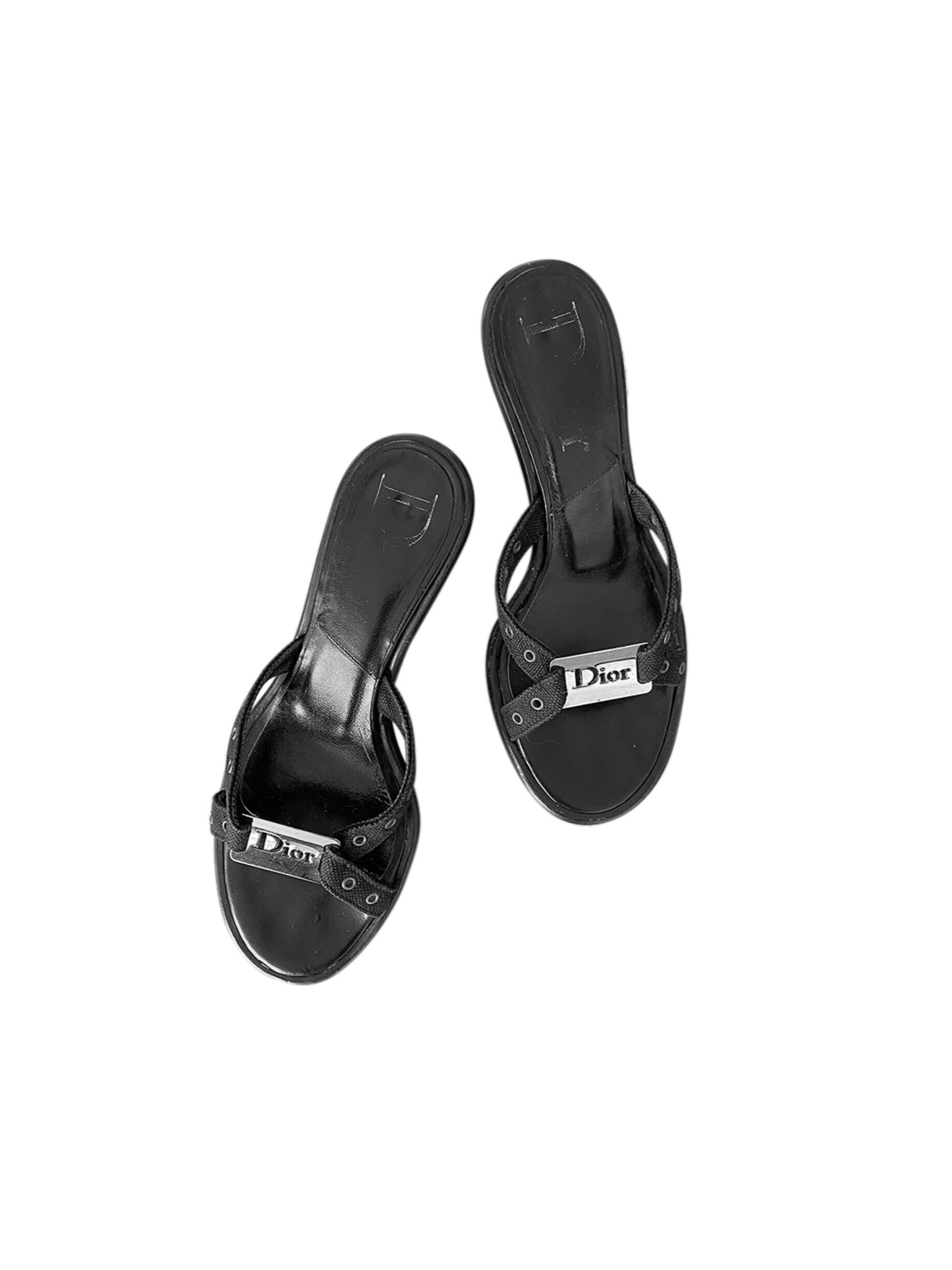 Leather sandal Dior Black size 38 EU in Leather - 40099954