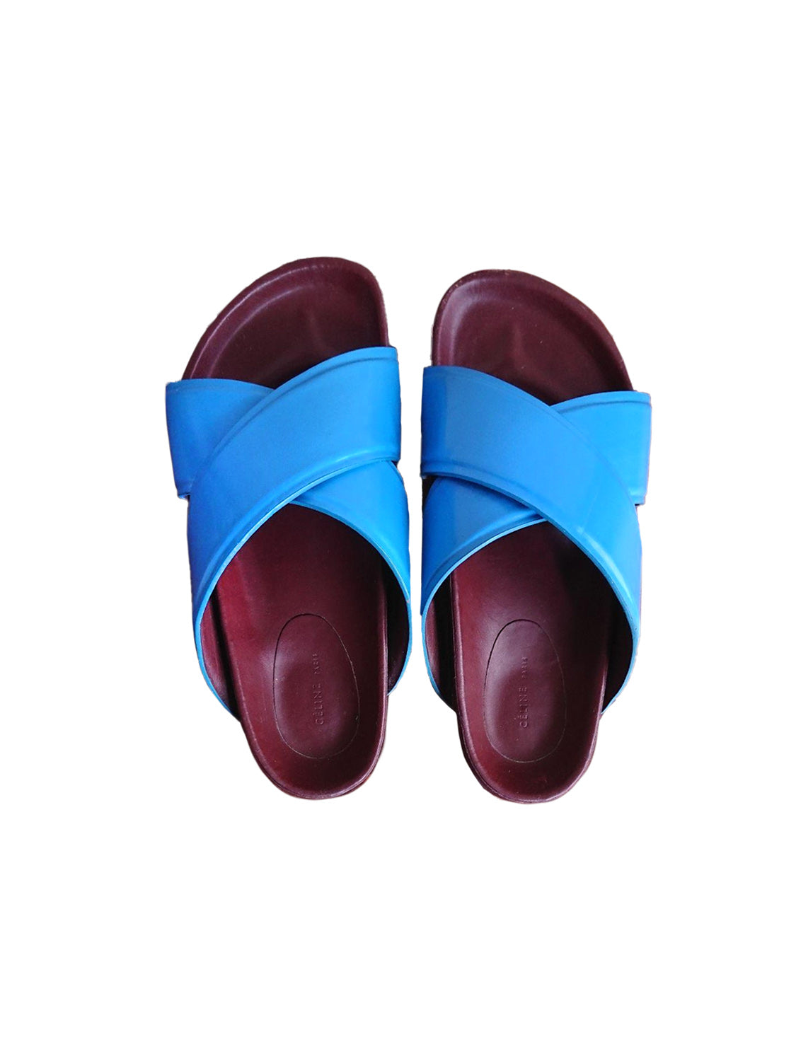 Celine by Phoebe Philo 2014 Blue Criss Cross Sandals