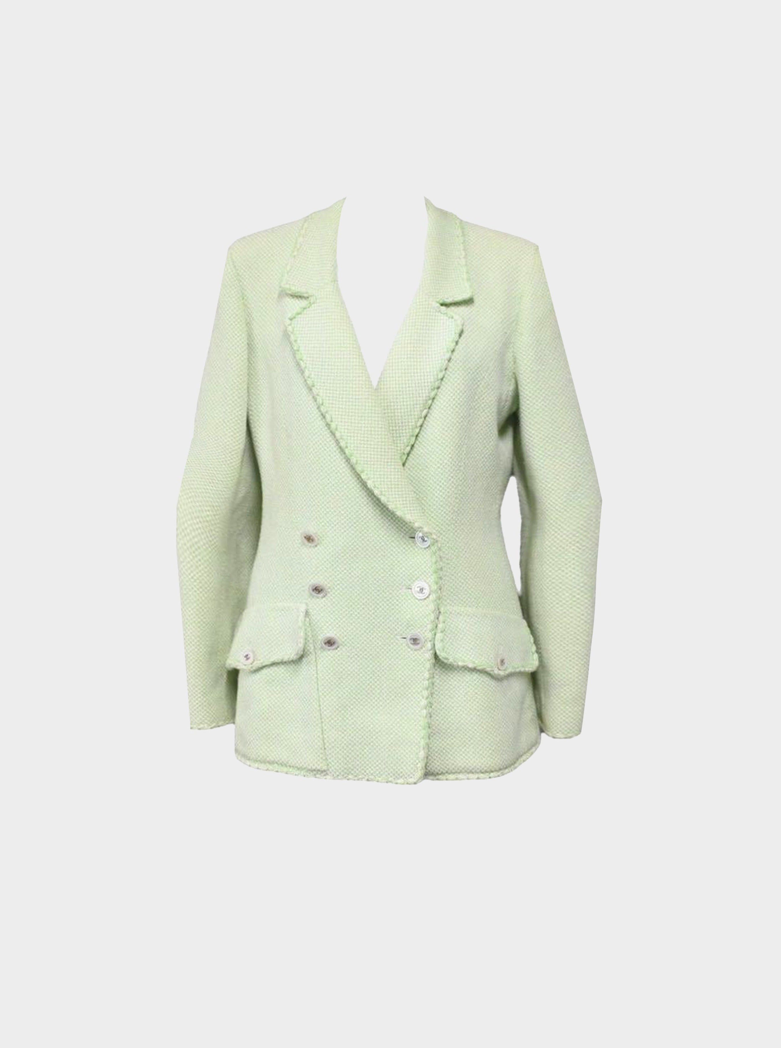 Chanel Spring 1997 Mint Green Tweed Blazer