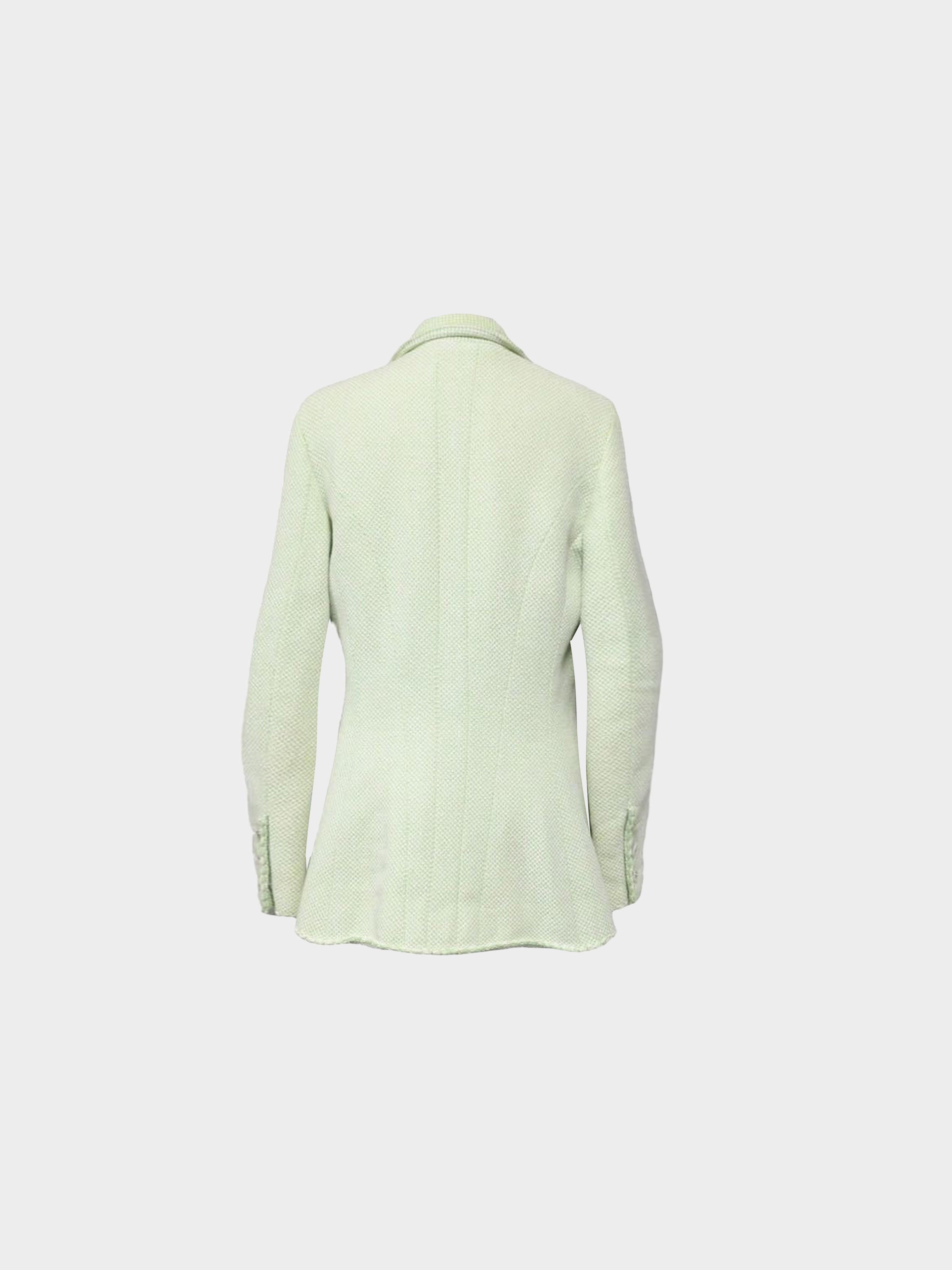 Chanel Spring 1997 Mint Green Tweed Blazer · INTO