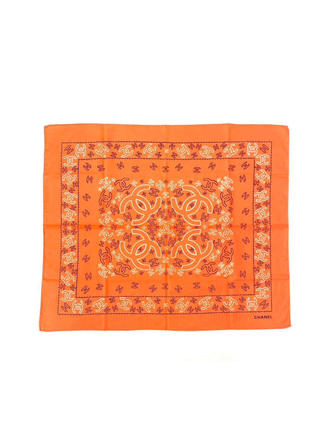 Chanel 2000s Rare Orange Bandana Scarf