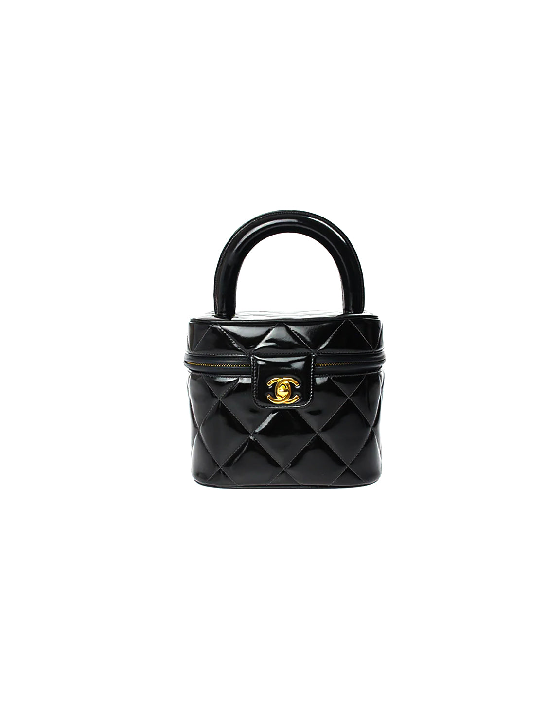 Chanel Vintage Black Patent Vanity Case Top Handle Bag 24k GHW – Boutique  Patina
