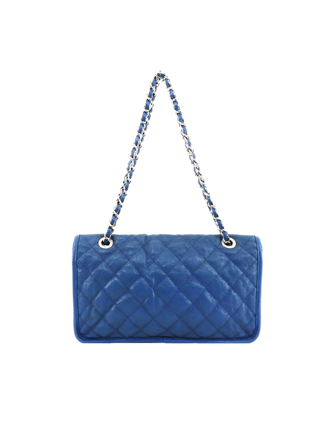Chanel 2010s Blue Leather Trimmed Rare Handbag