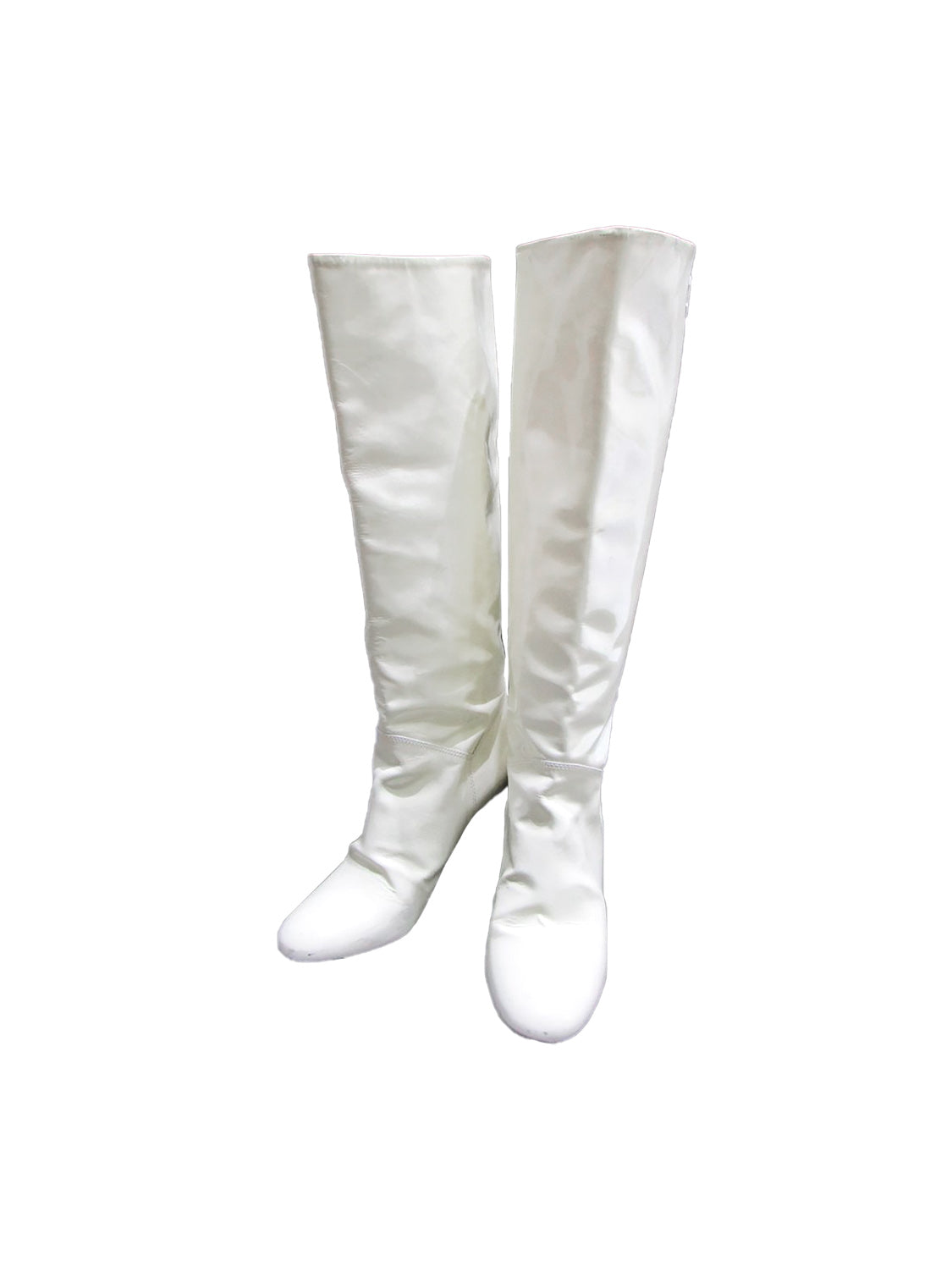 Chanel 2000s Knee-High Vinyl Rare White Boots