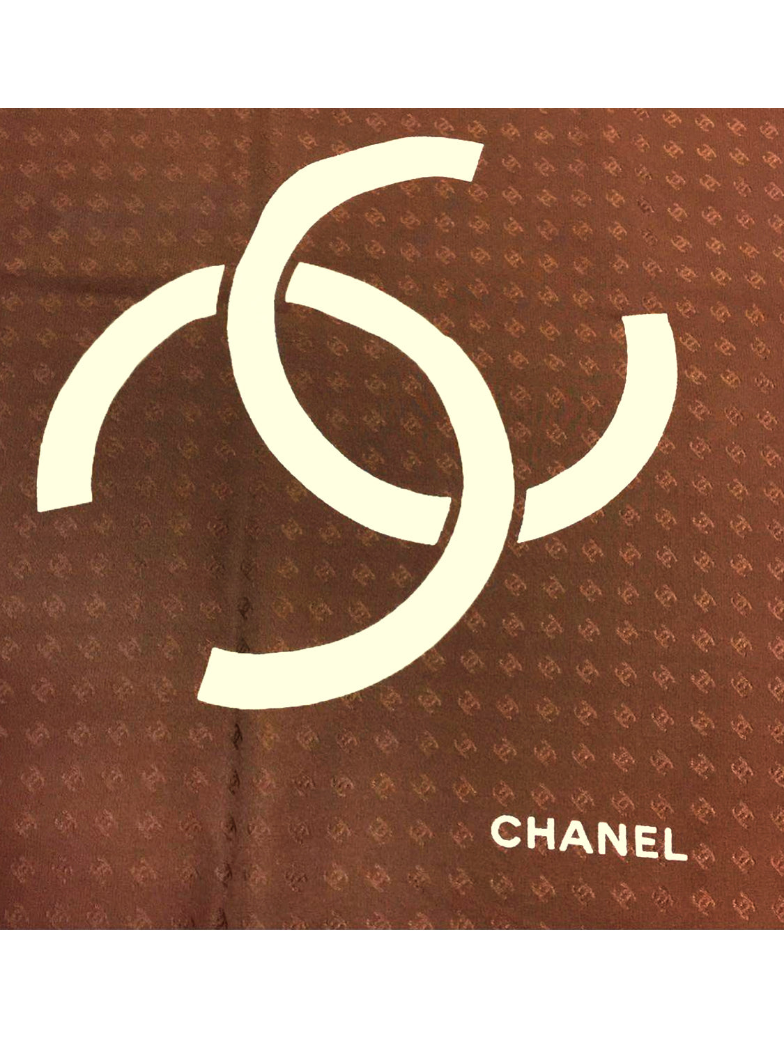 Chanel 2000s Silk Brown CC Scarf