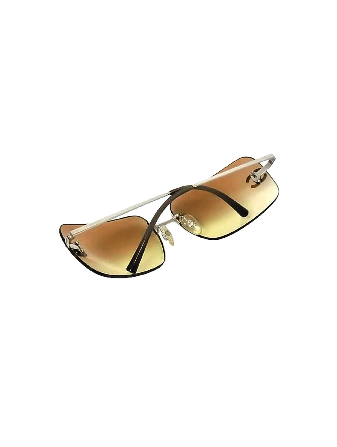 Chanel 2000s Brown Gradient CC Rhinestone Sunglasses · INTO