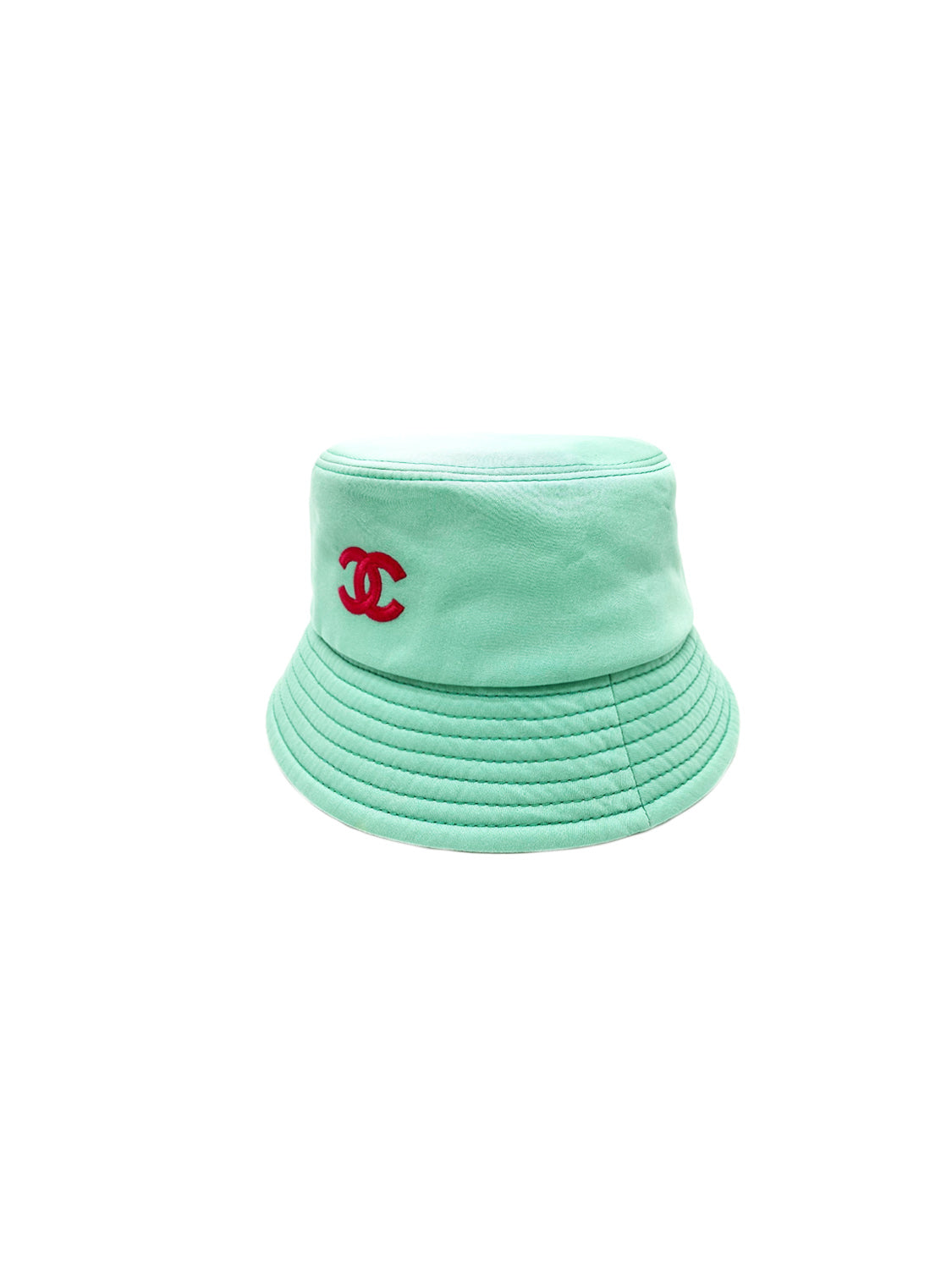 Chanel 22K Size M CC Logo Denim Bucket Hat BlueGrey