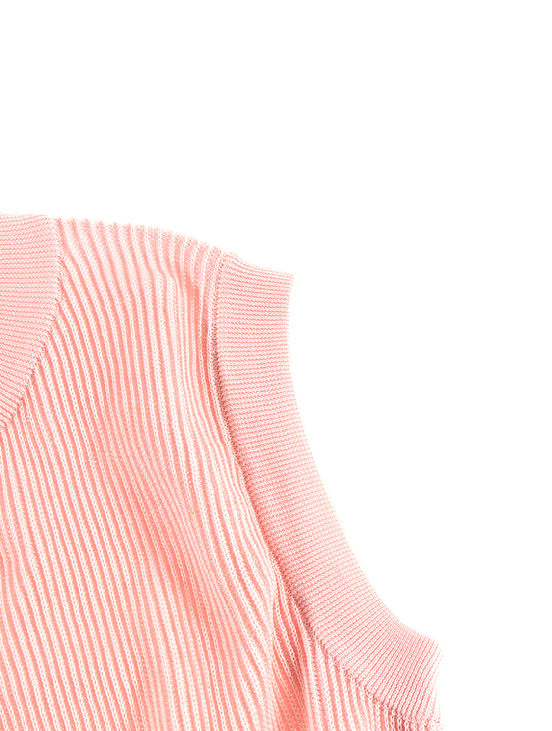 Chanel 2000s Pink Ribbed Knit Cardigan Vest