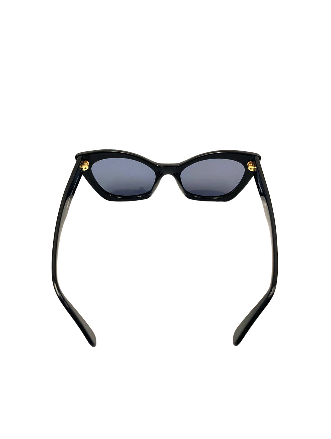 Chanel 2000s Black Cat Eye Gold CC Sunglasses · INTO