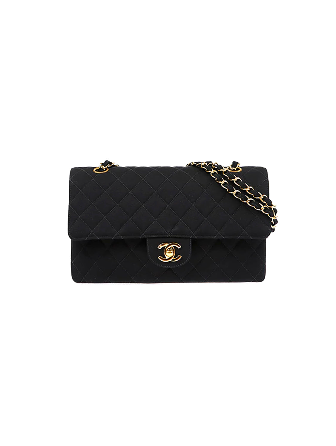 Chanel 2000s Black Cloth Leather Flap Bag