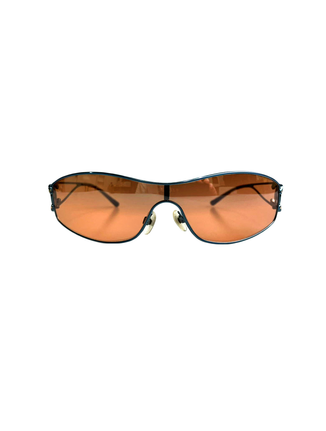 Chanel 2000s Orange Tinted Rhinestone CC Sunglasses · INTO