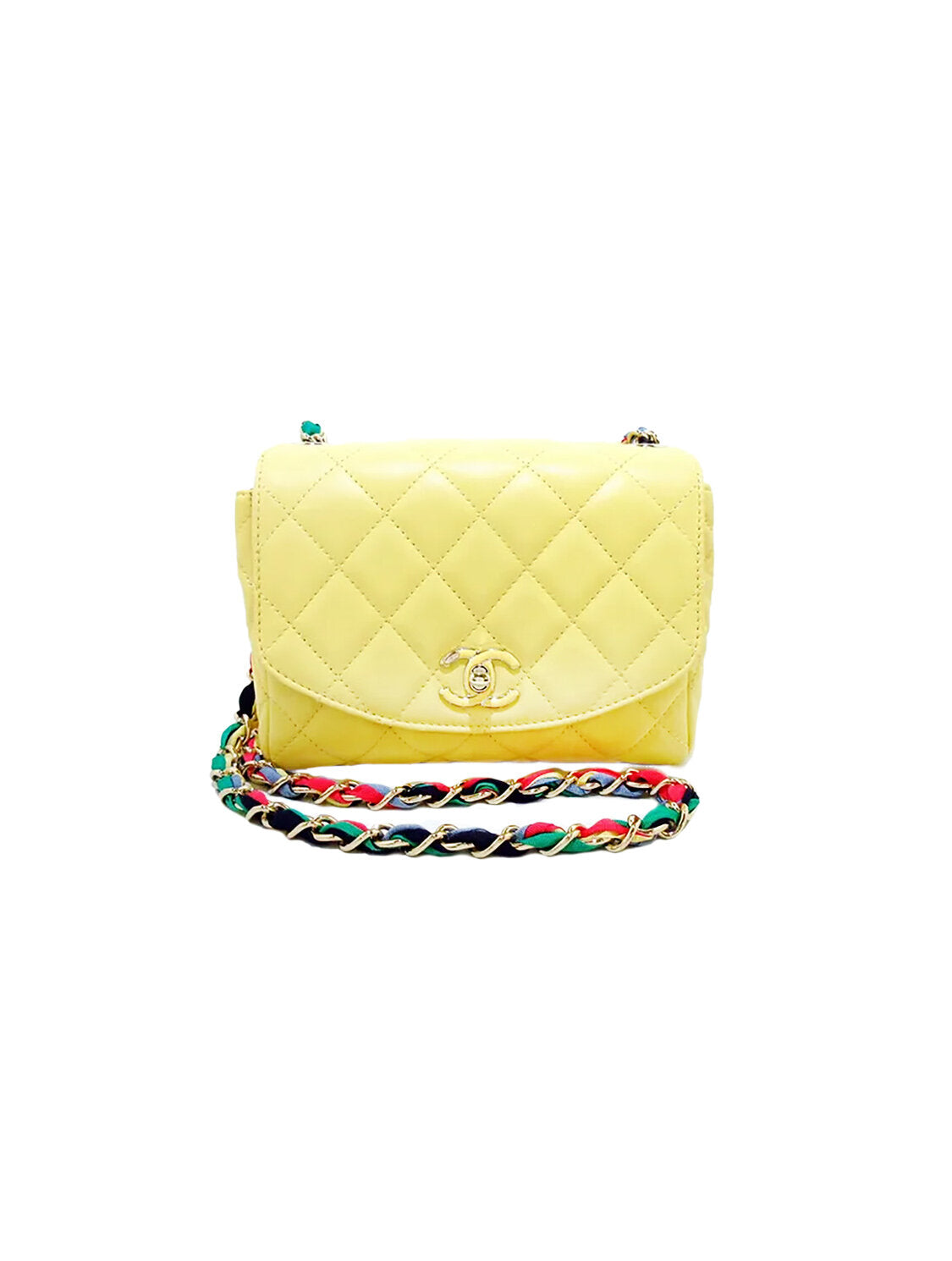 Chanel Yellow Rare 1996 SS Multicolor Chain Flap