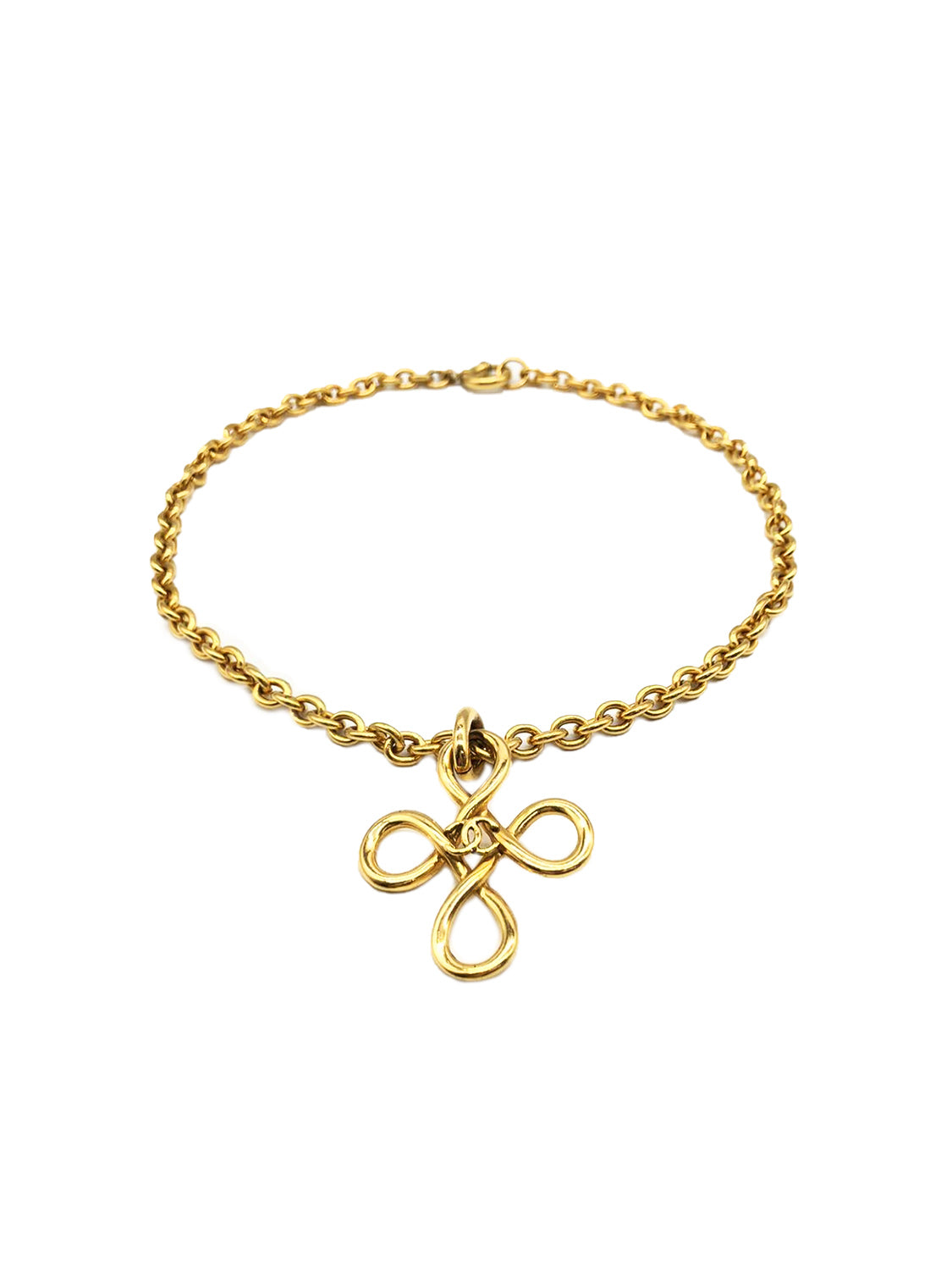 Chanel Gold CC Wrapped Cross Necklace