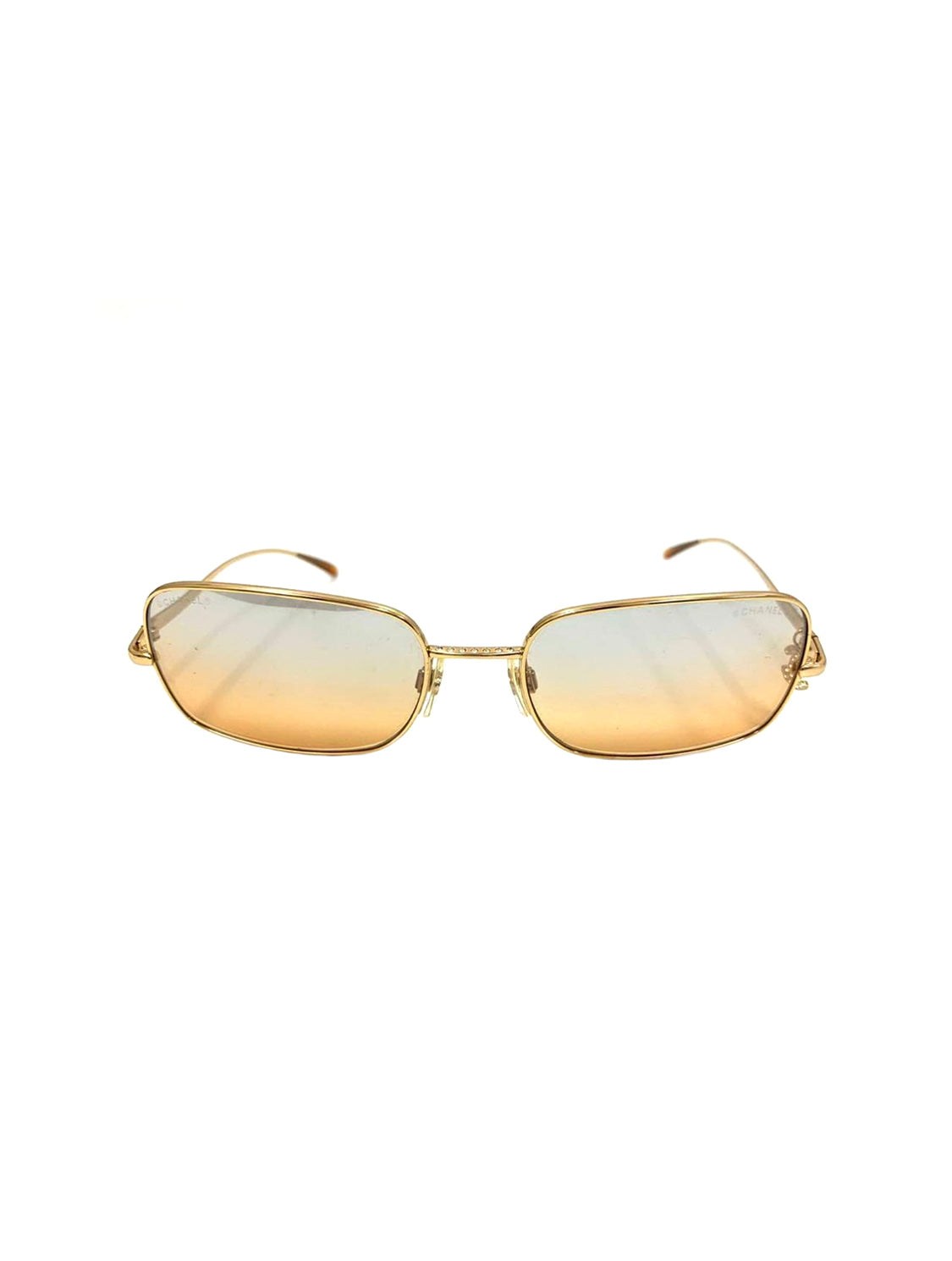Chanel 2000s Orange Gradient Gold Rare Dangle CC Sunglasses · INTO