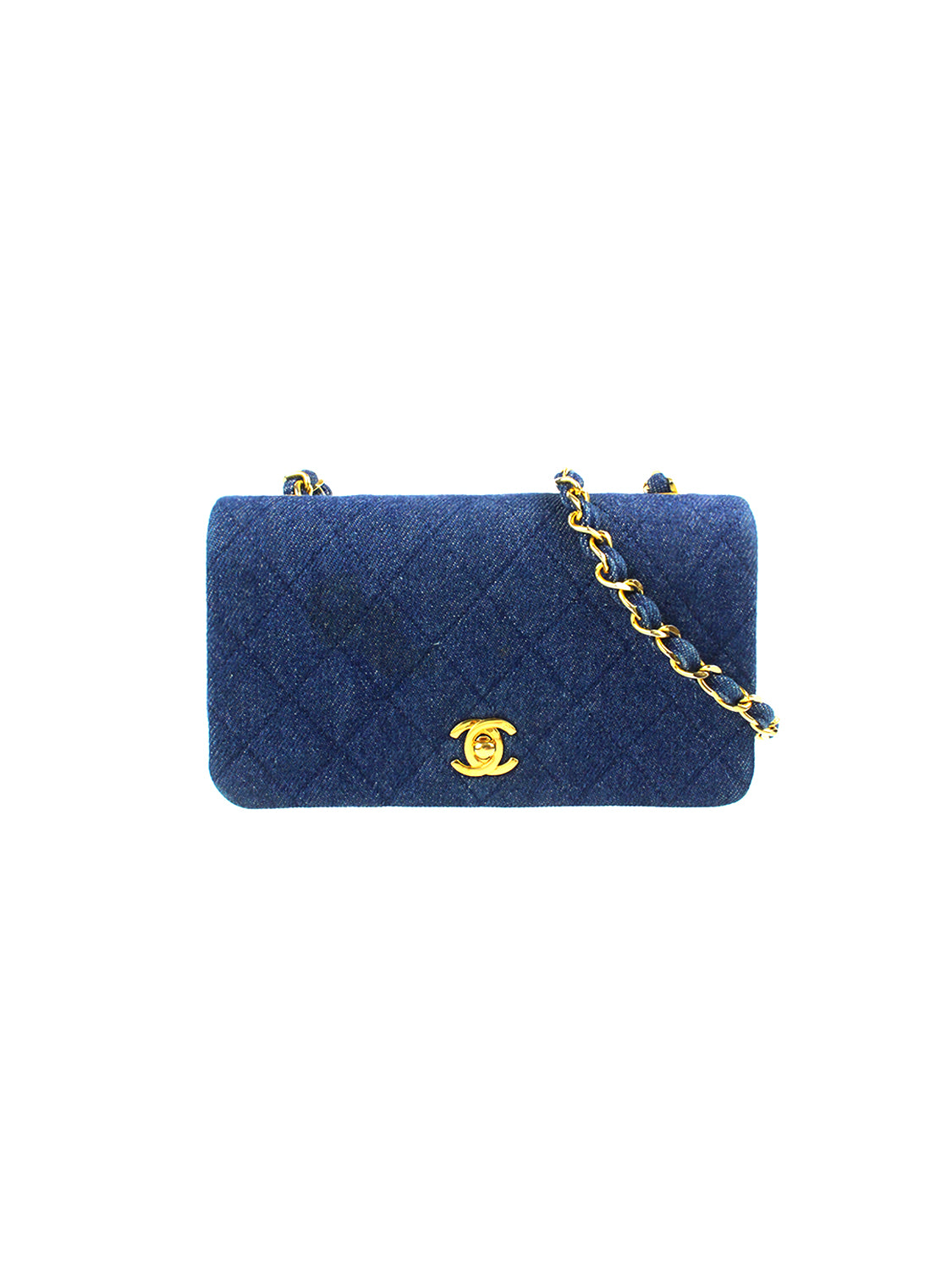 Chanel 2000s Rare Denim Gold Chain Flap